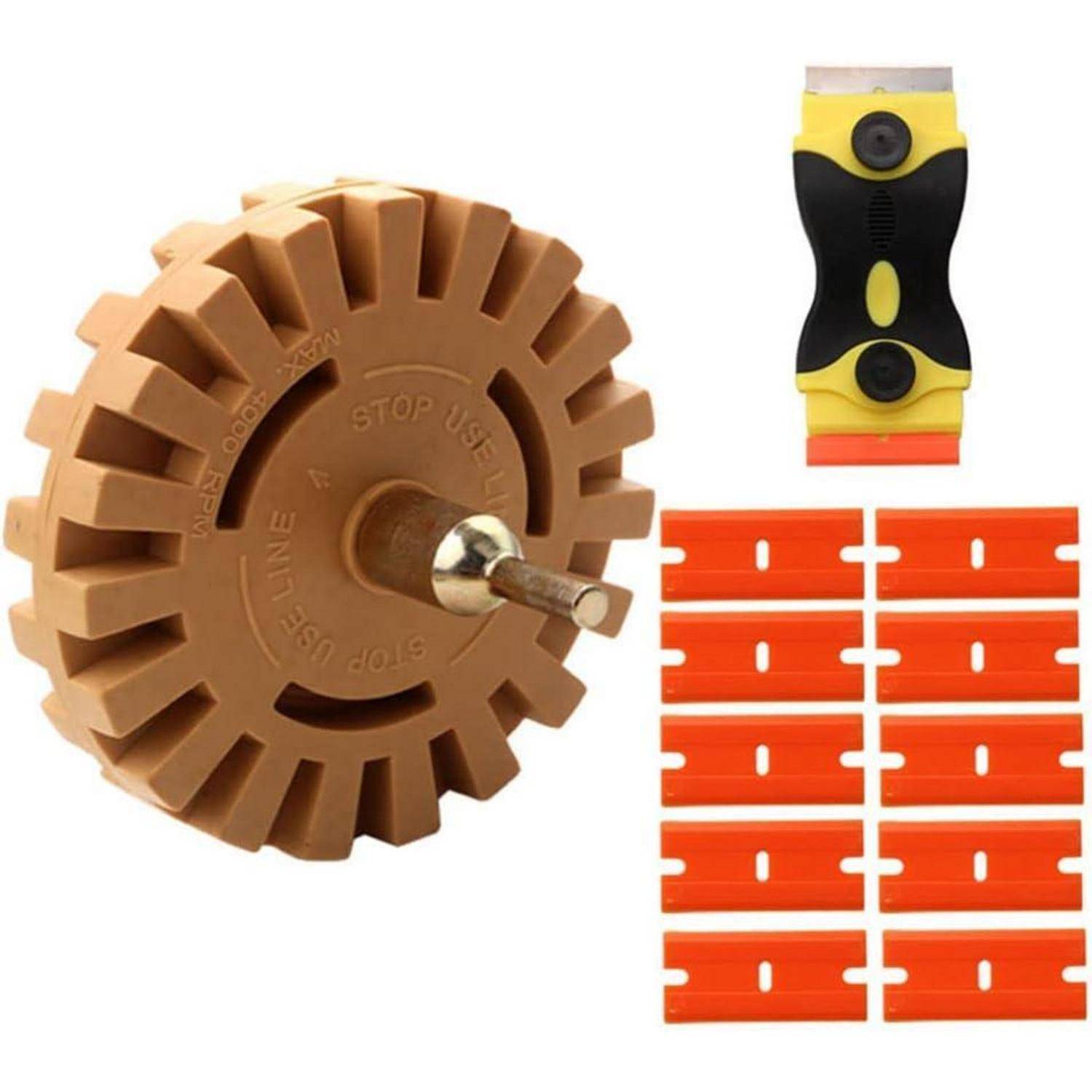 Aufkleber-Entferner-Set 12-teilig 10,2 cm Radiergummi mit 10 Klingen