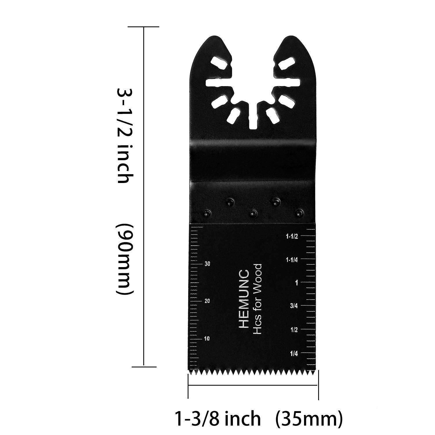 HEMUNC HCS für Holz' Multitool-Sägeblatt mit Maßstab, 3-1/2 Zoll (90 mm) Höhe, 1-3/8 Zoll (35 mm) Breite, schwarze Farbe.