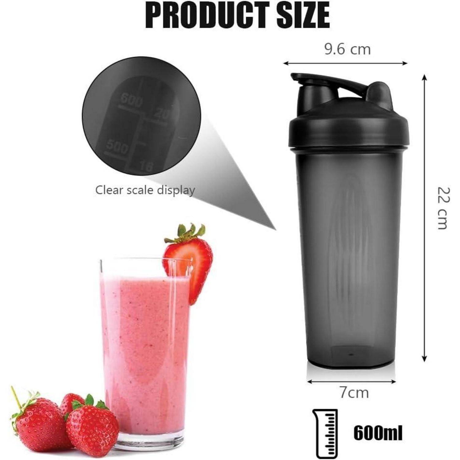 Proteinshaker 600ml Messskala BPAfrei 600ml Handhaben: Schwarz+lila