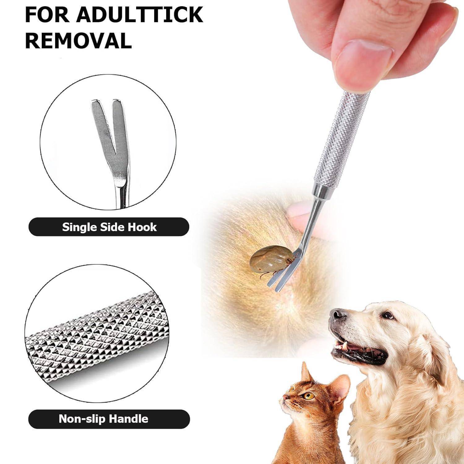 jatimdotin Zeckenzange Set, 2er Set Zeckenentferner mit Zeckenhaken und Doppelköpfige Zeckenzangen, für Mensch, Hunde, Katzen (mit Aufbewahrungstasc