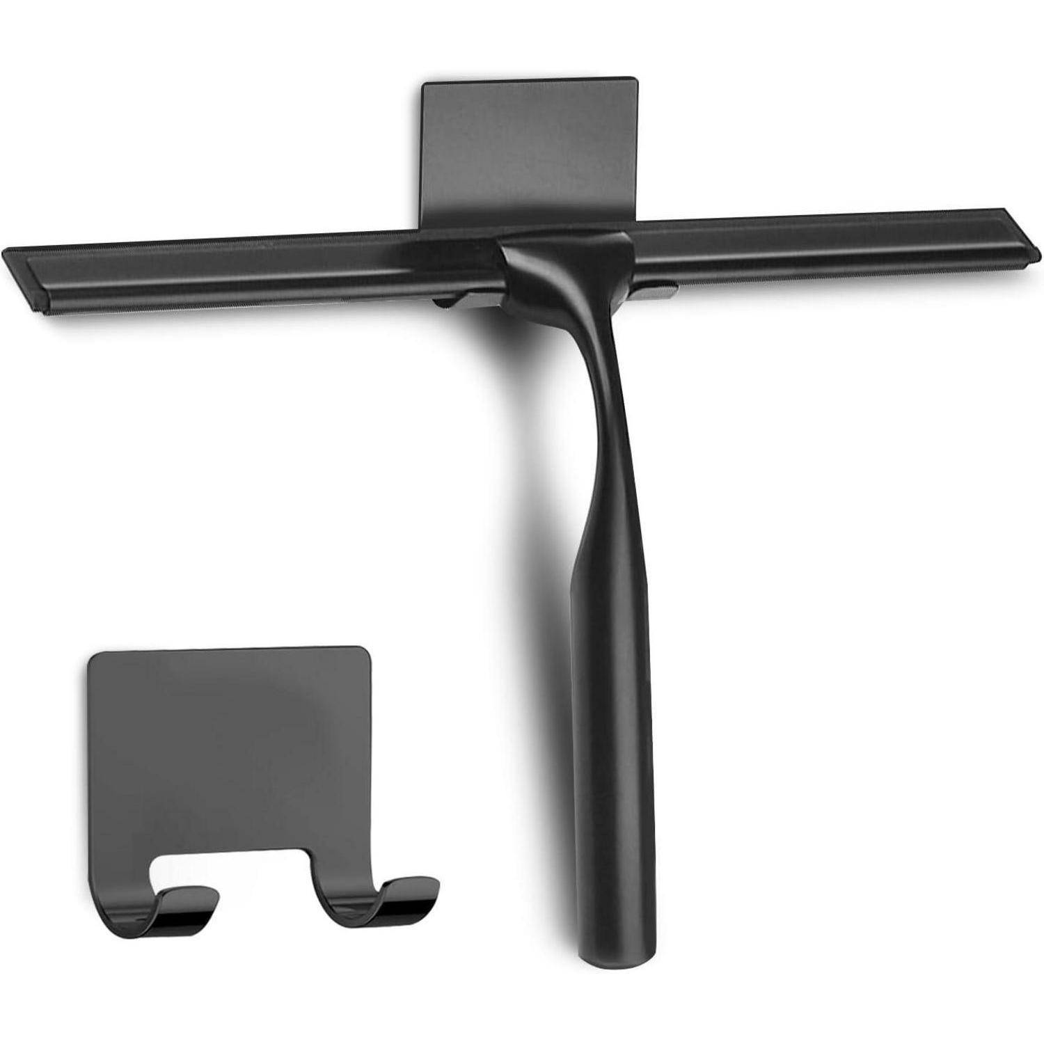 Duschabzieher Edelstahl Selbstklebehaken Glaswischer Schwarz 25cm