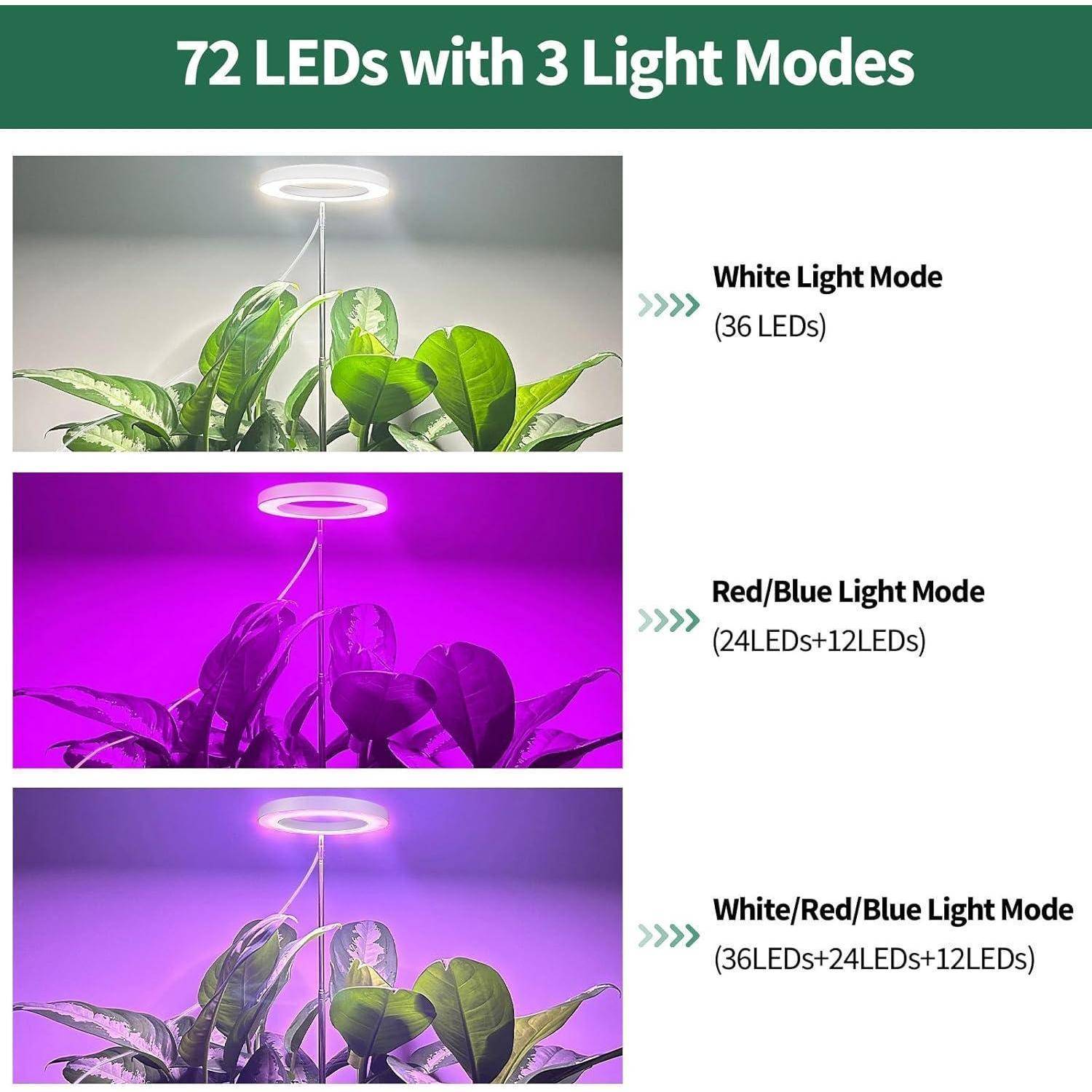 Pflanzenlampe LED Vollspektrum 155cm verstellbar 72LED Weiß 2 Stück