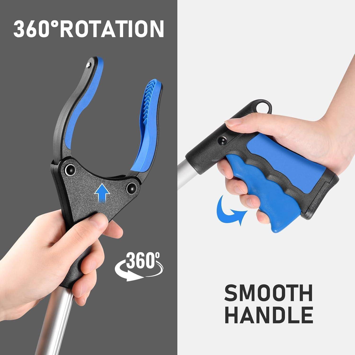 Greifzange Müllzange 108cm Magnet 360Grad Senioren 108cm Bleu