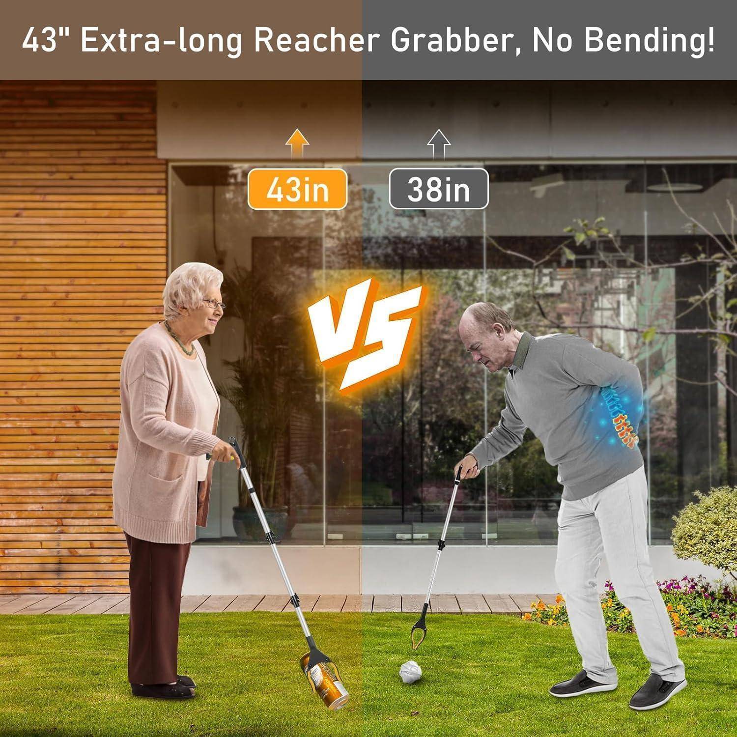 Greifzange Müllzange Magnet drehbar 360 Senioren 108cm Gelb