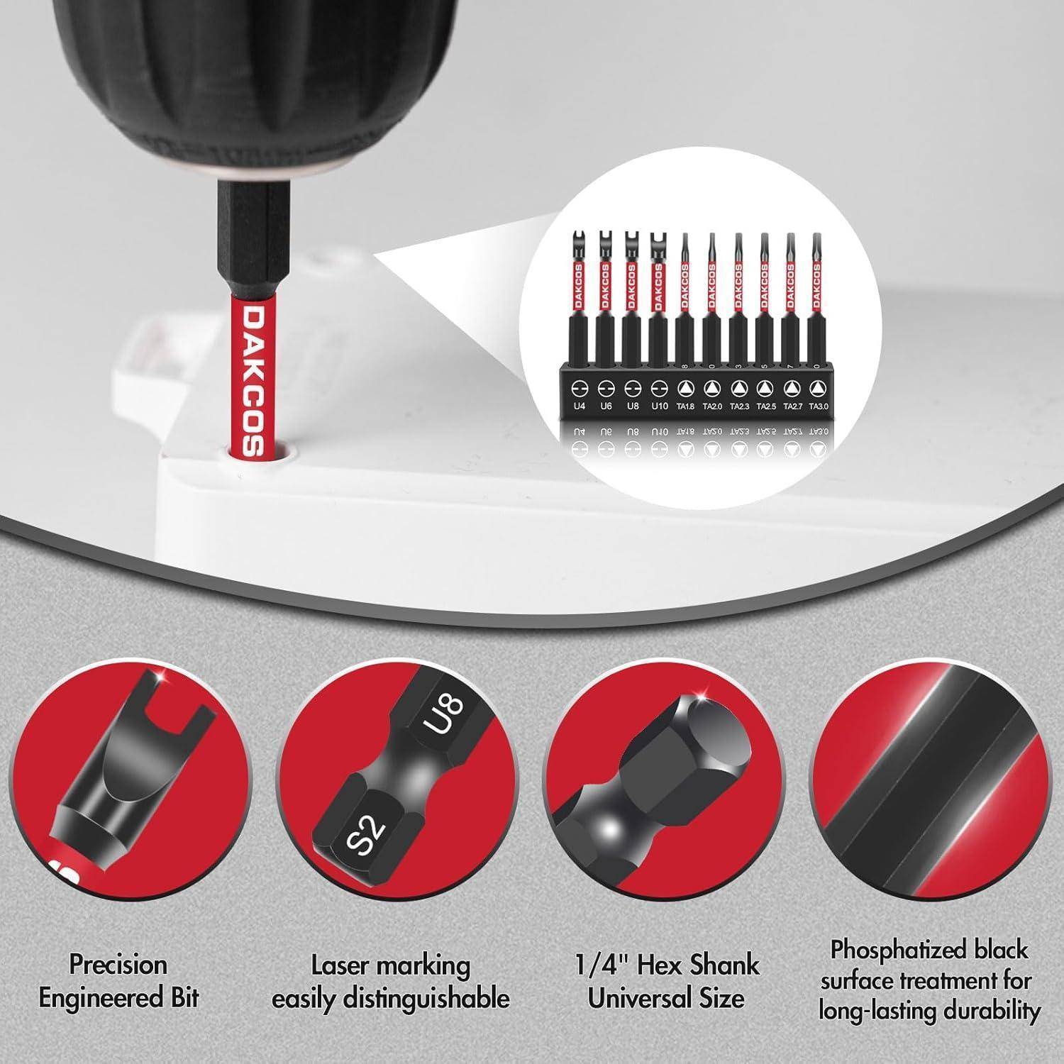 DAKCOS Präzisions-Bit-Set mit Laserkennzeichnung zur einfachen Identifizierung, 1/4