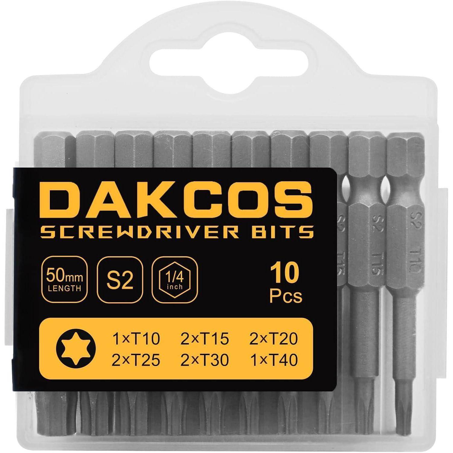 Torx Bit Set T10 T15 T20 T25 T30 T40 S2 50 mm 10 Stück Mix-Bit Box