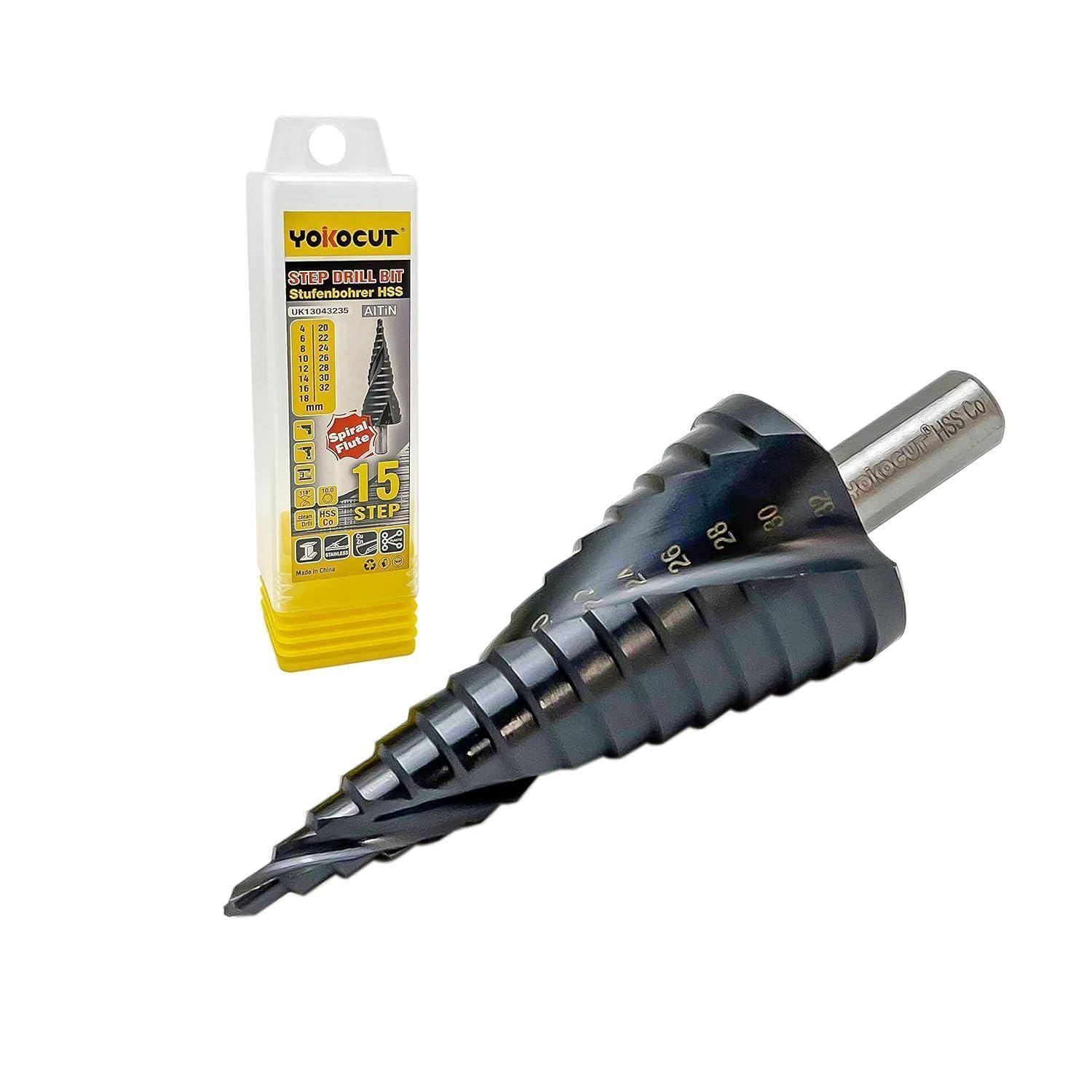 Stufenbohrer 4–32 mm Kobalt AlTiN Beschichtung für Edelstahl
