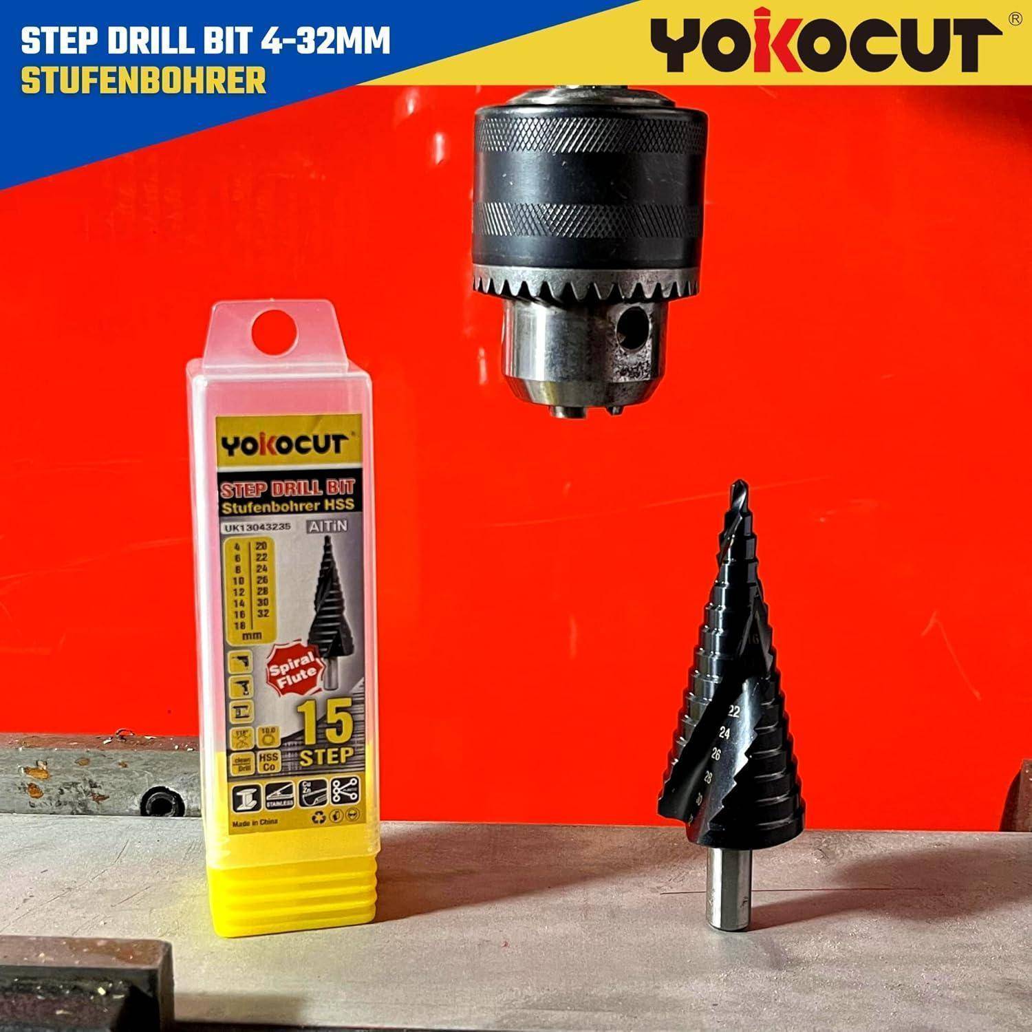 Stufenbohrer 4–32 mm Kobalt AlTiN Beschichtung für Edelstahl