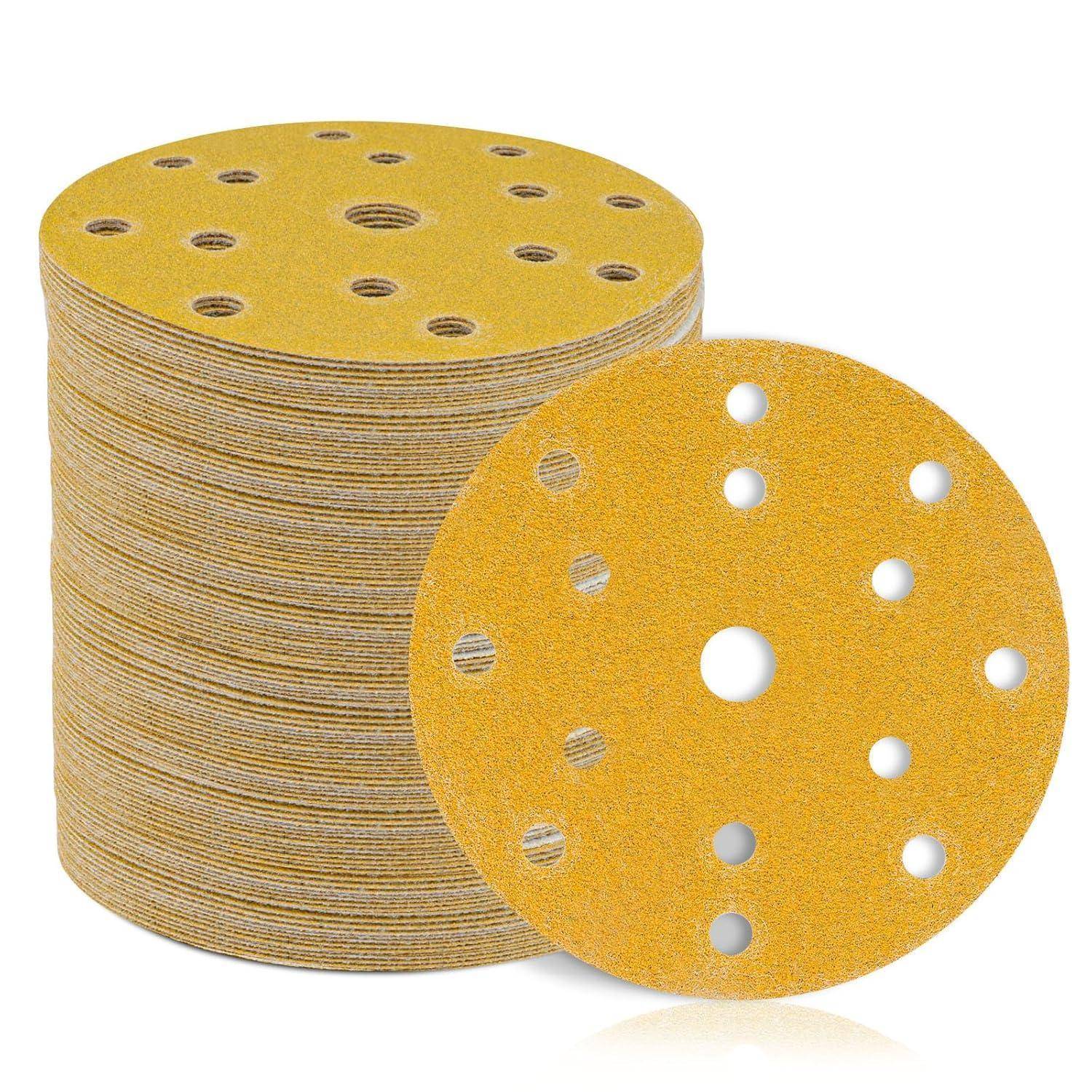 Schleifscheiben 150mm Klett 15 Loch 50er P120 P400 Gelb Körnung