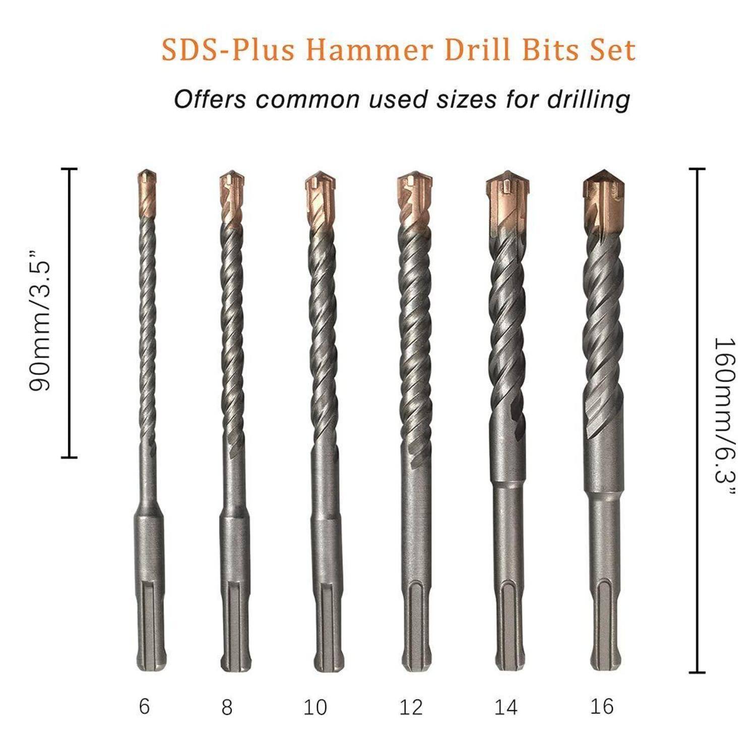 Hammerbohrer Betonbohrer SDS Plus 6PCS SET （160mm）
