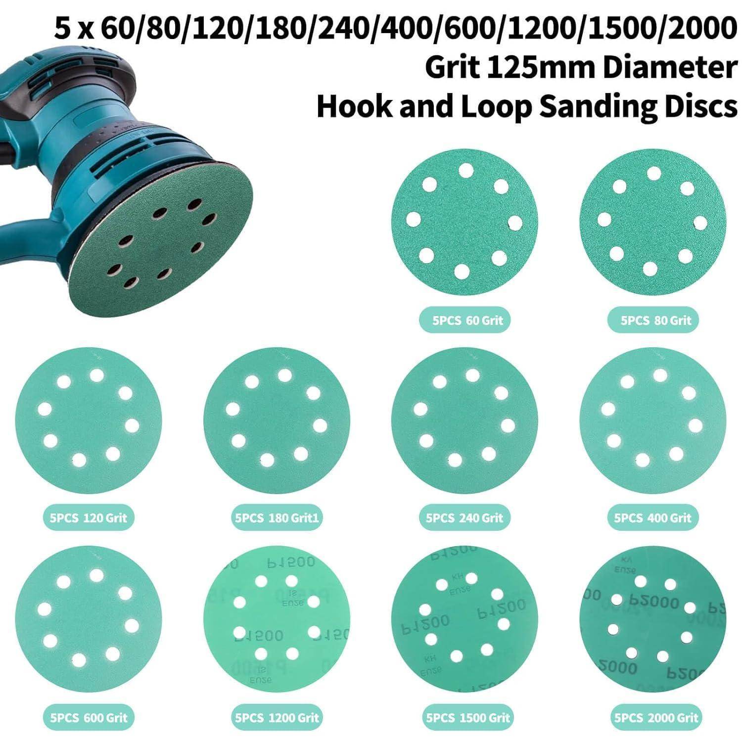 Schleifscheiben 50 125mm 8Loch Green 50PCS Sanding Discs