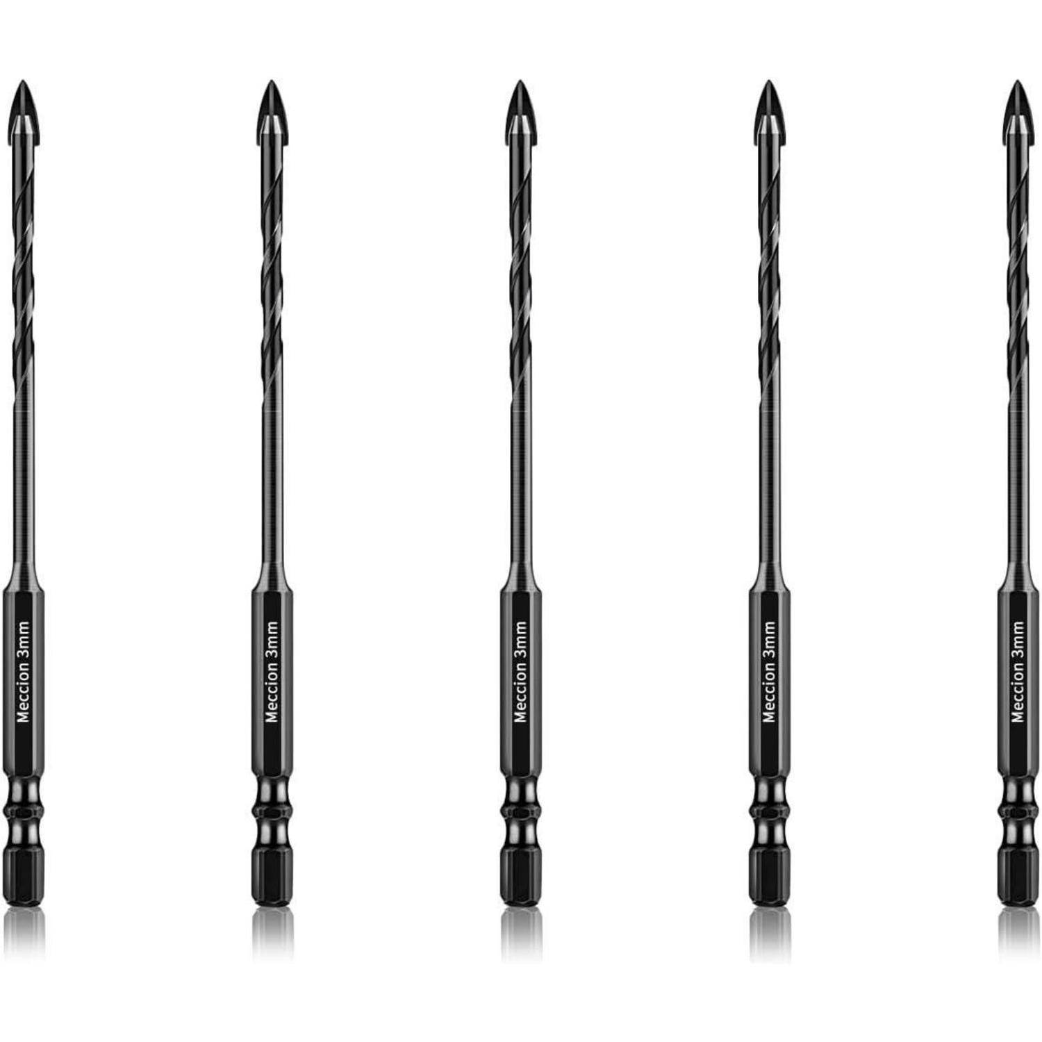 Fliesenbohrer 5tlg Wolframkarbid Kreuz Glas Keramik 3mm