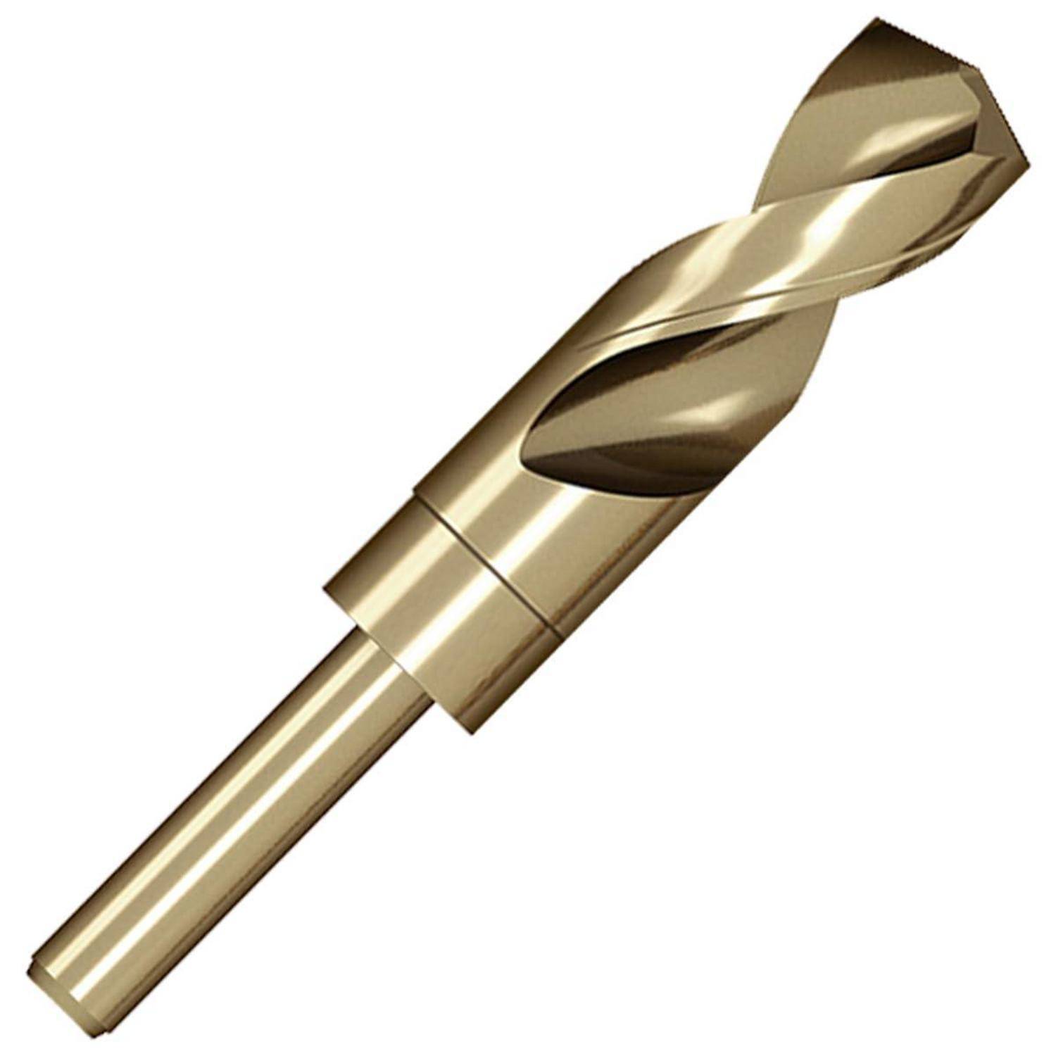 Ein metallischer Spiralbohrer mit einem zylindrischen Schaft und zwei Schneidkanten, der zum Erstellen von kreisförmigen Löchern in Materialien konzipiert ist.