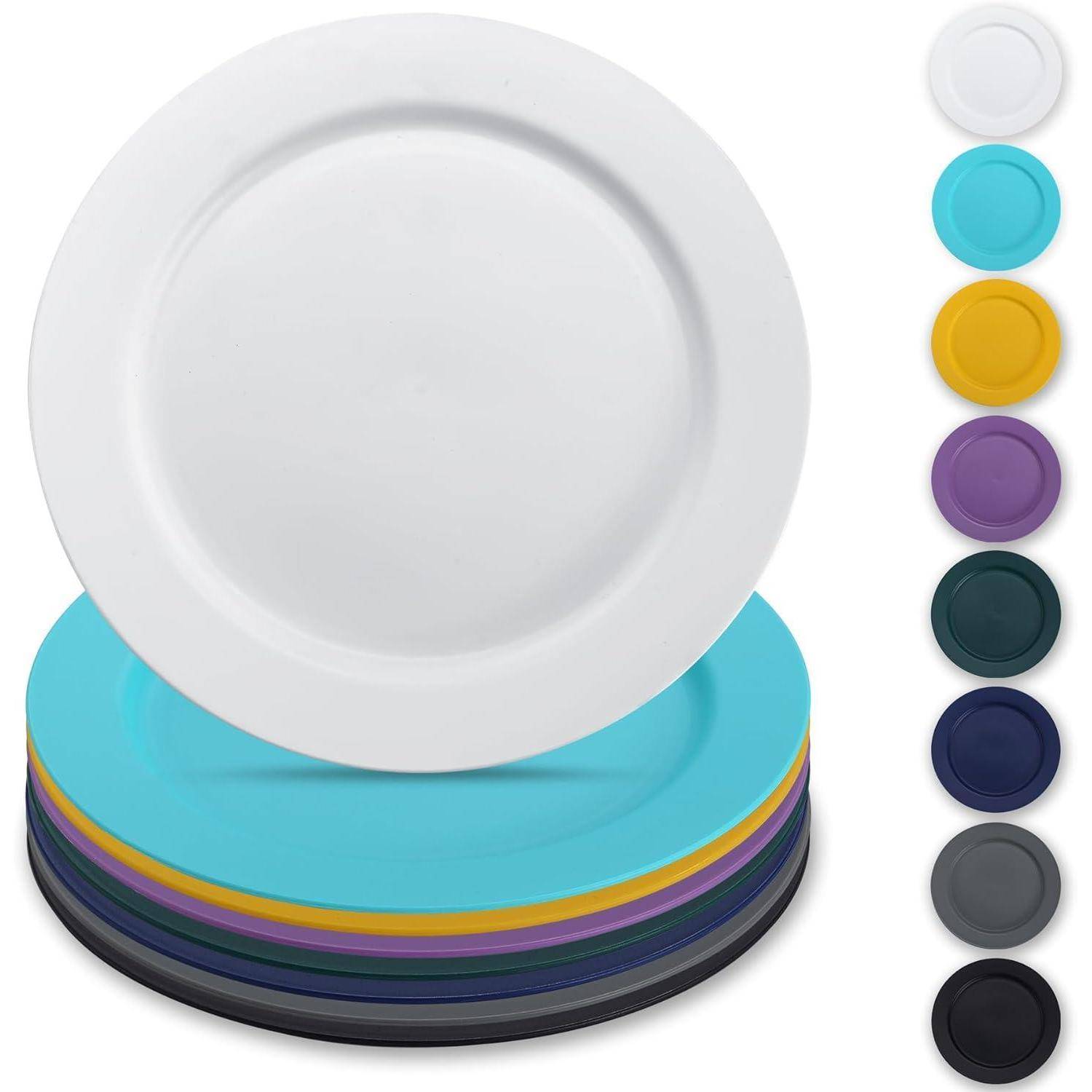 Teller Kunststoff Set 8Stück 25cm Mehrweg Picknick 1. Mutil Farbe