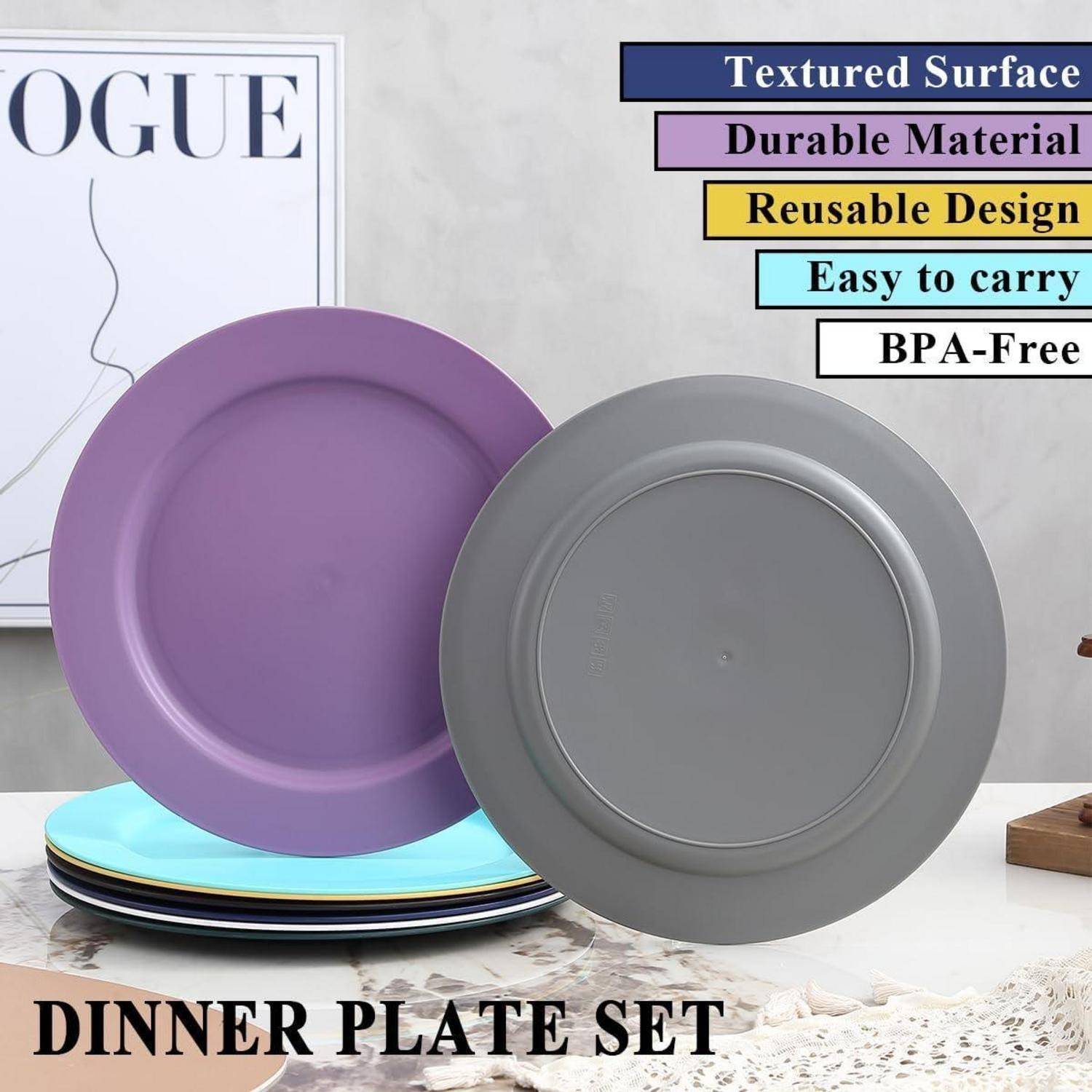 Teller Kunststoff Set 8Stück 25cm Mehrweg Picknick 1. Mutil Farbe