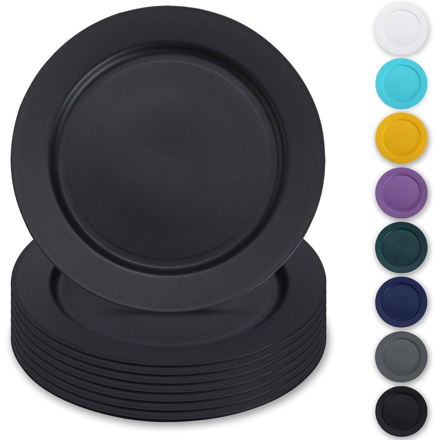 Teller Kunststoff 8er 25cm Speiseteller Schwarz Camping 2. Schwarz