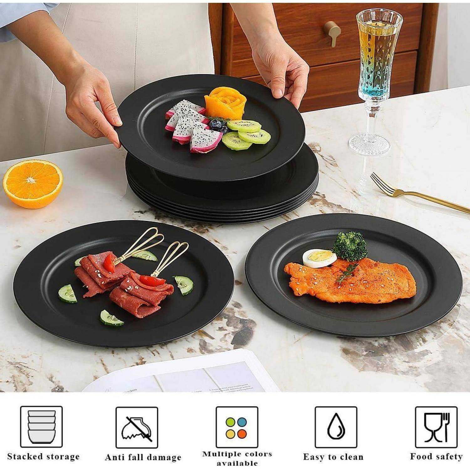 Teller Kunststoff 8er 25cm Speiseteller Schwarz Camping 2. Schwarz