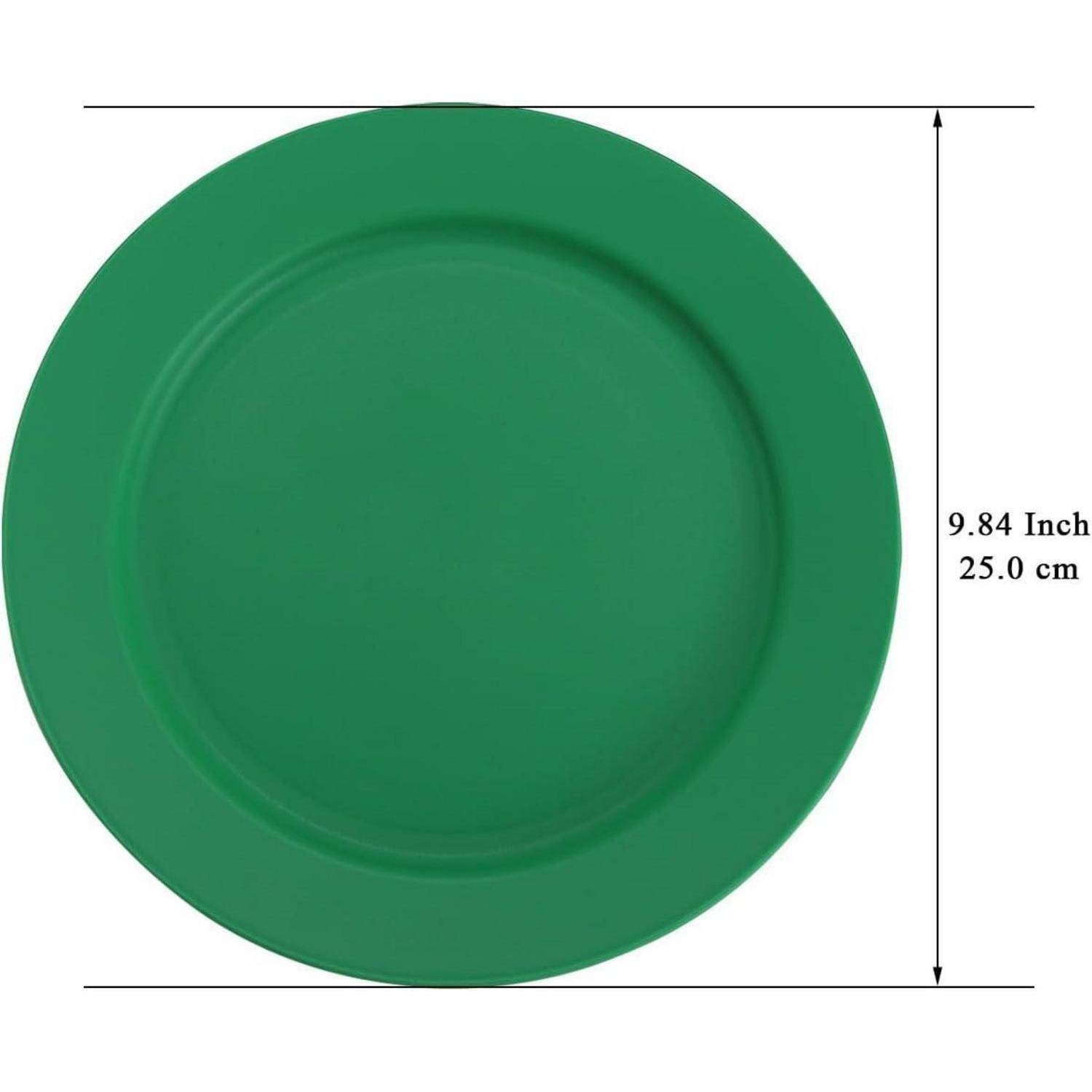 Eine grüne Platte mit einem Durchmesser von 9,84 Zoll (25,0 cm).