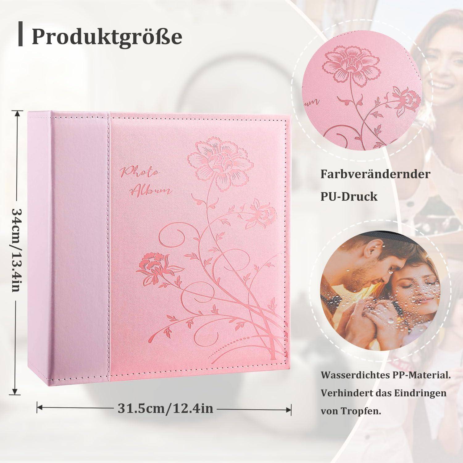 Fotoalbum 10x15 1000 Fotos Slip in Leder Cover 1000 Fotos Rosa