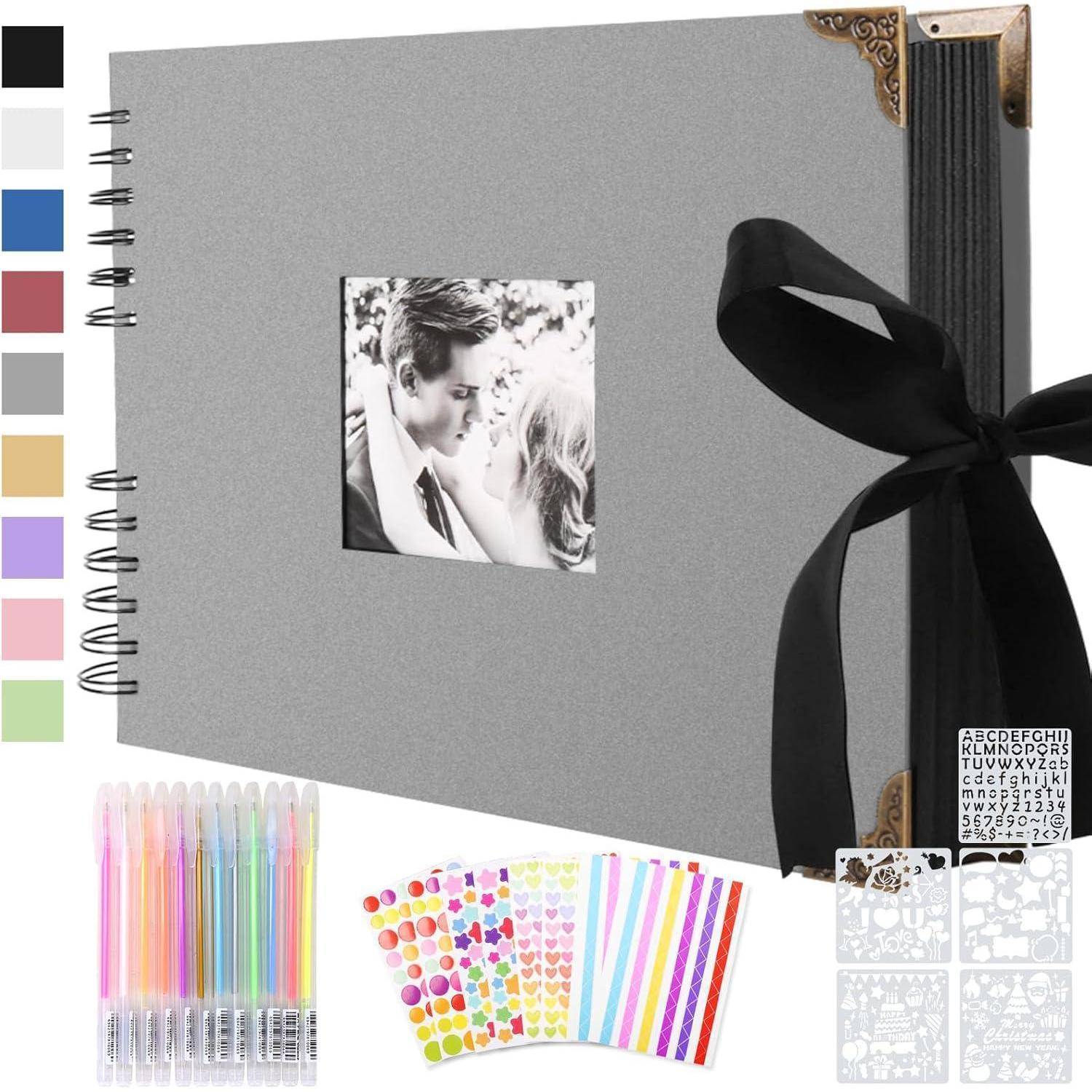 Fotoalbum Scrapbook Fotobuch 80 Seiten DIY Grau 30 x 21 cm Grigio
