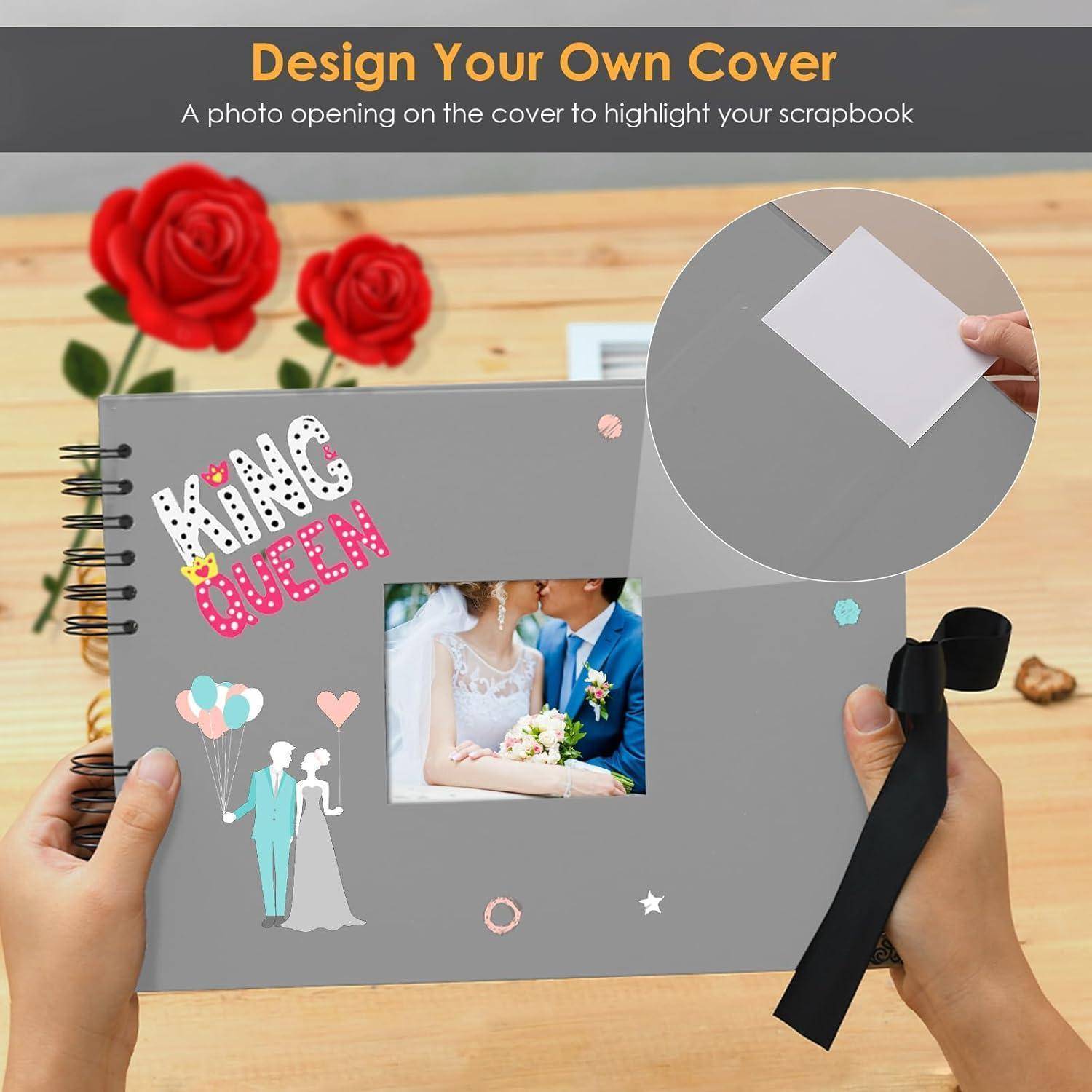 Fotoalbum Scrapbook Fotobuch 80 Seiten DIY Grau 30 x 21 cm Grigio
