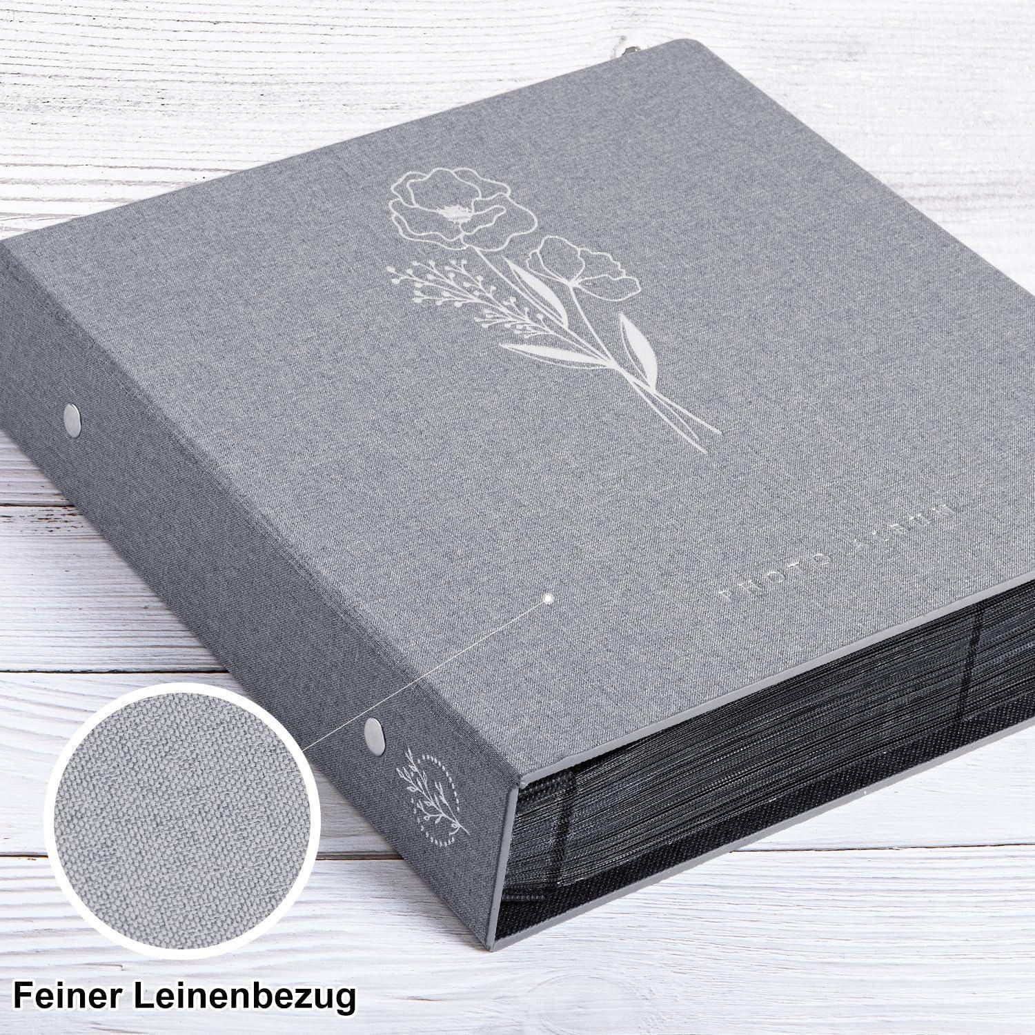 Fotoalbum Leinen 11x15 Hochformat Querformat Fotos 600 Taschen Grau