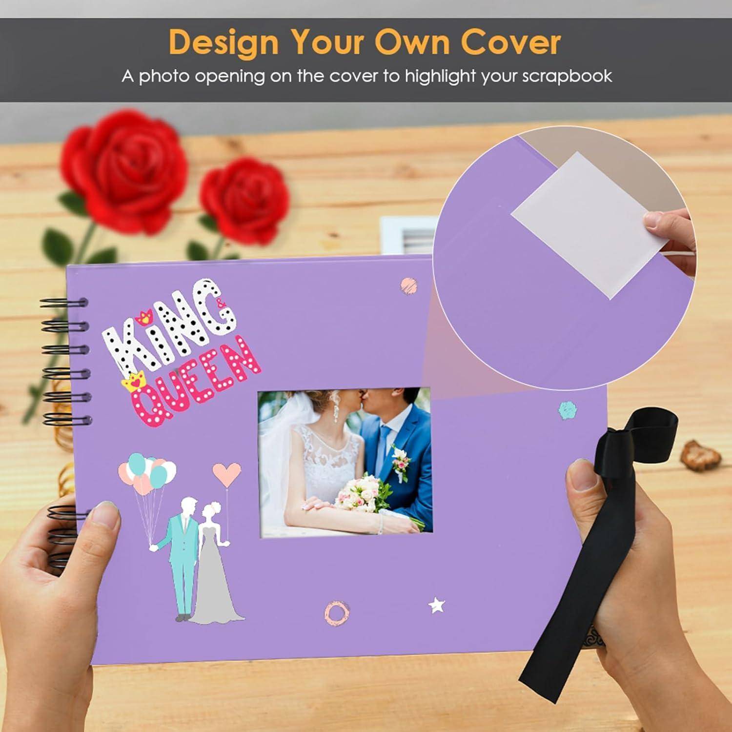 Fotoalbum Scrapbook 80 Schwarze Seiten Fotobuch DIY 30 x 21 cm Lila