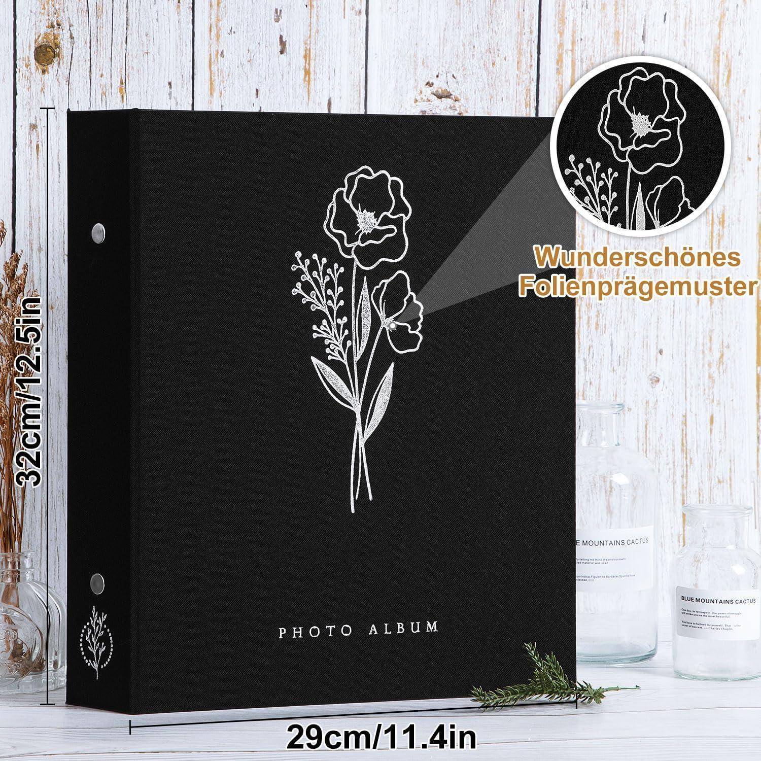 Fotoalbum Einsteckalbum 11x15 Leinen Hochformat 400 Taschen Schwarz
