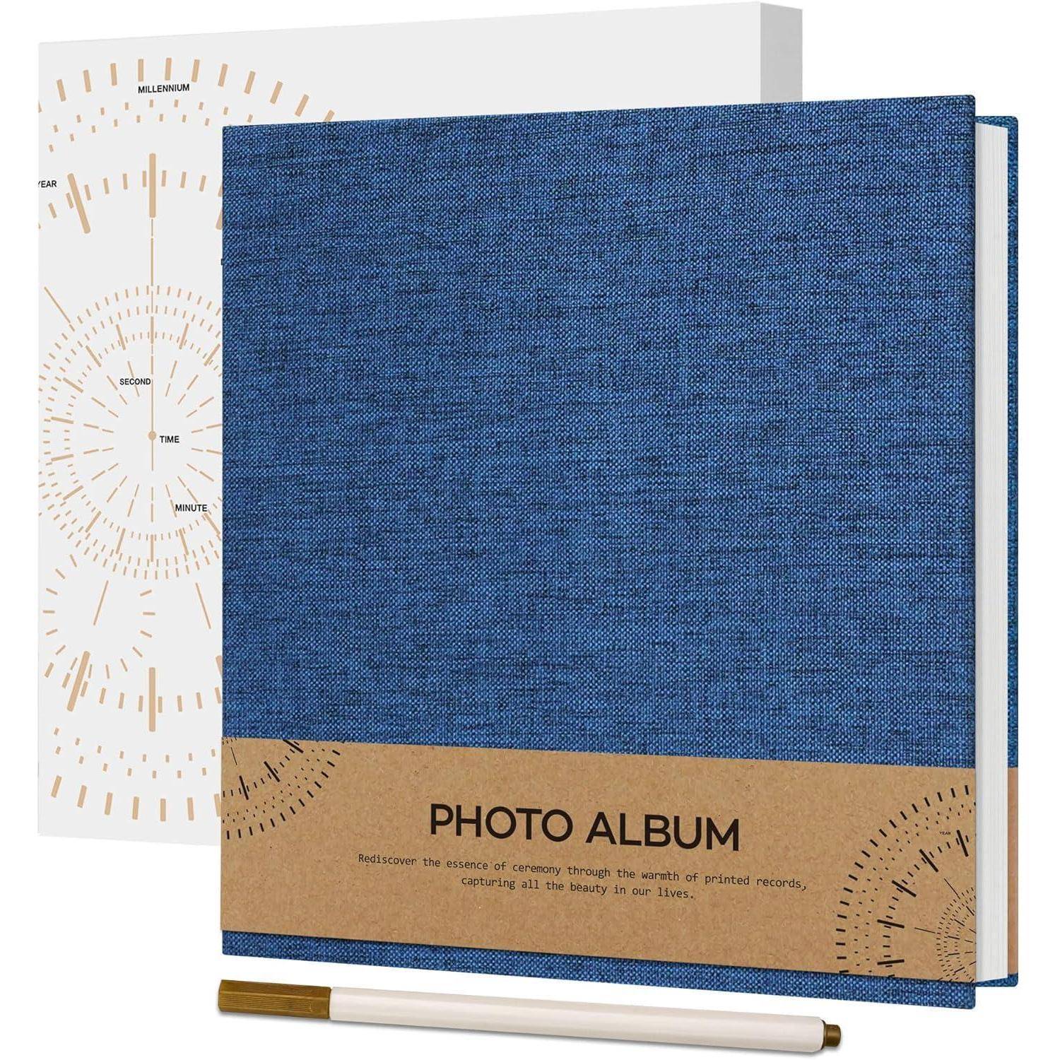 Fotoalbum selbstklebend 10x15 Leinen 17x18 CM 40 Seiten Marineblau