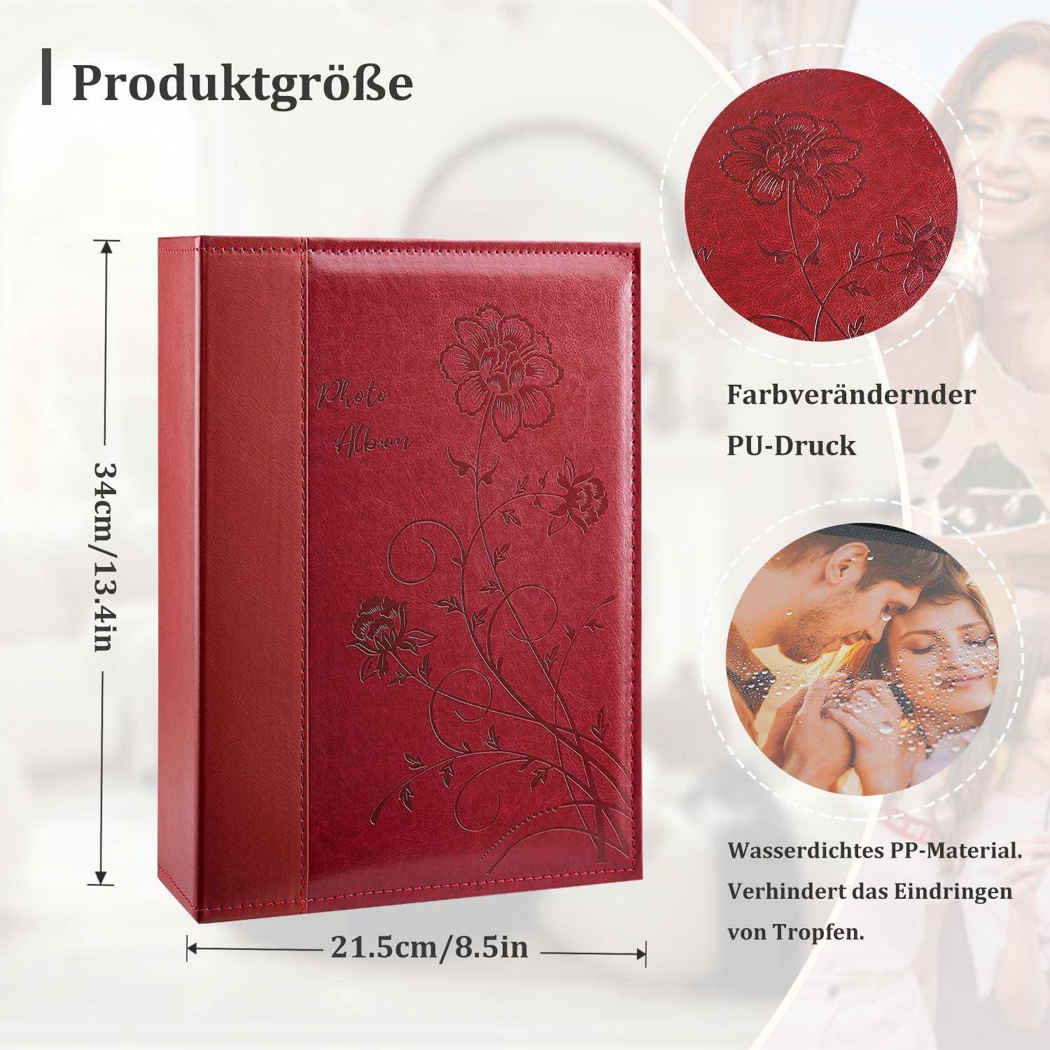 Fotoalbum 10x15 300 Fotos Slip in Leder Cover 300 Fotos Rot