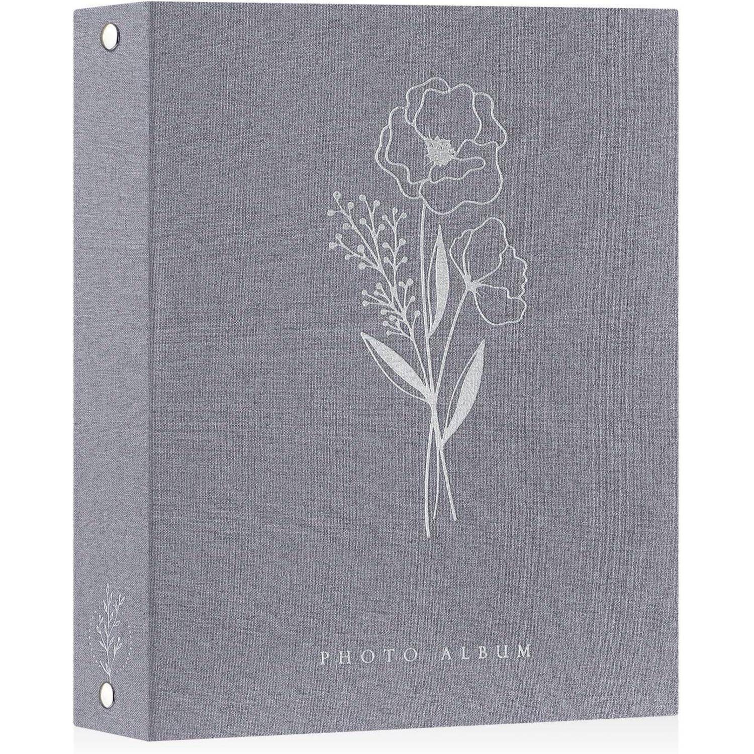 Fotoalbum Einsteckalbum Hochformat Leinen Klein A4 50 Fotos Grau