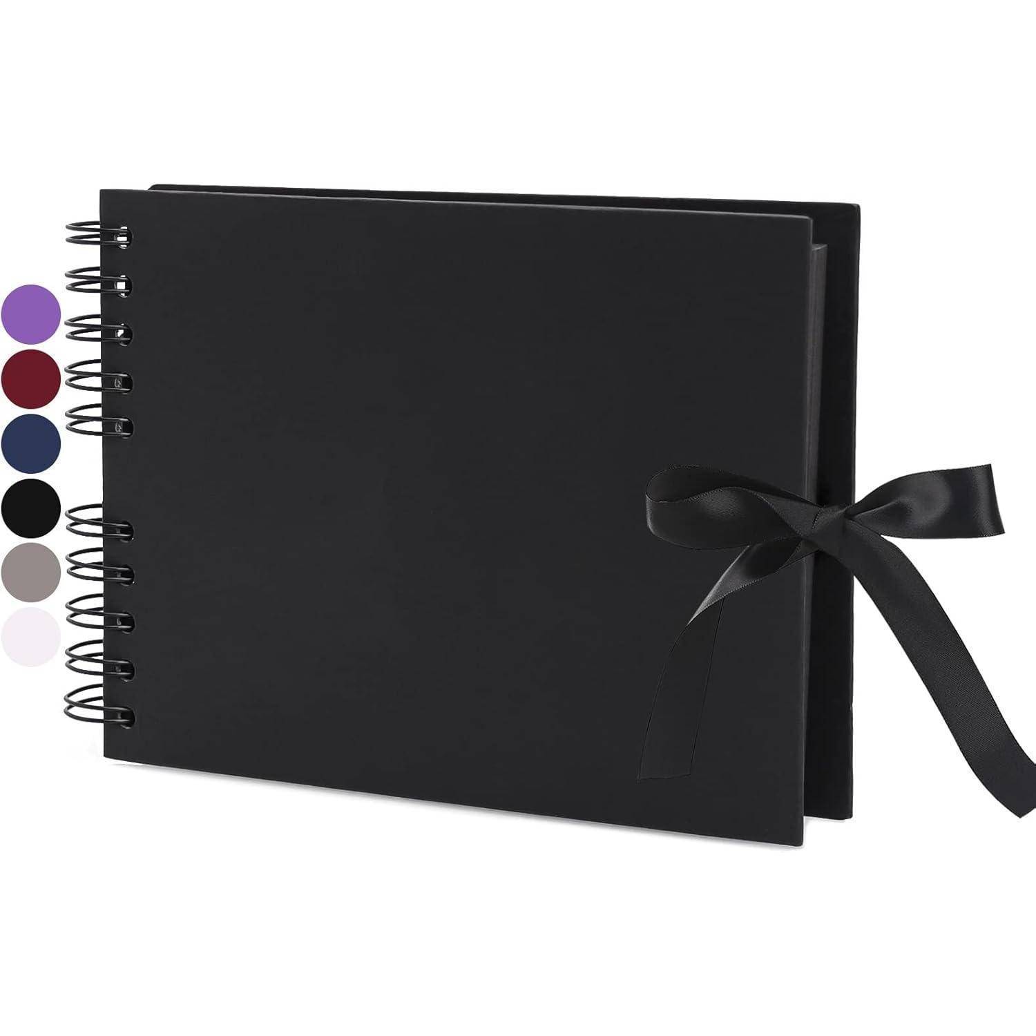 Fotoalbum DIY 40 Seiten Seidenband Bastelpapier 10x15 24x17 cm Schwarz