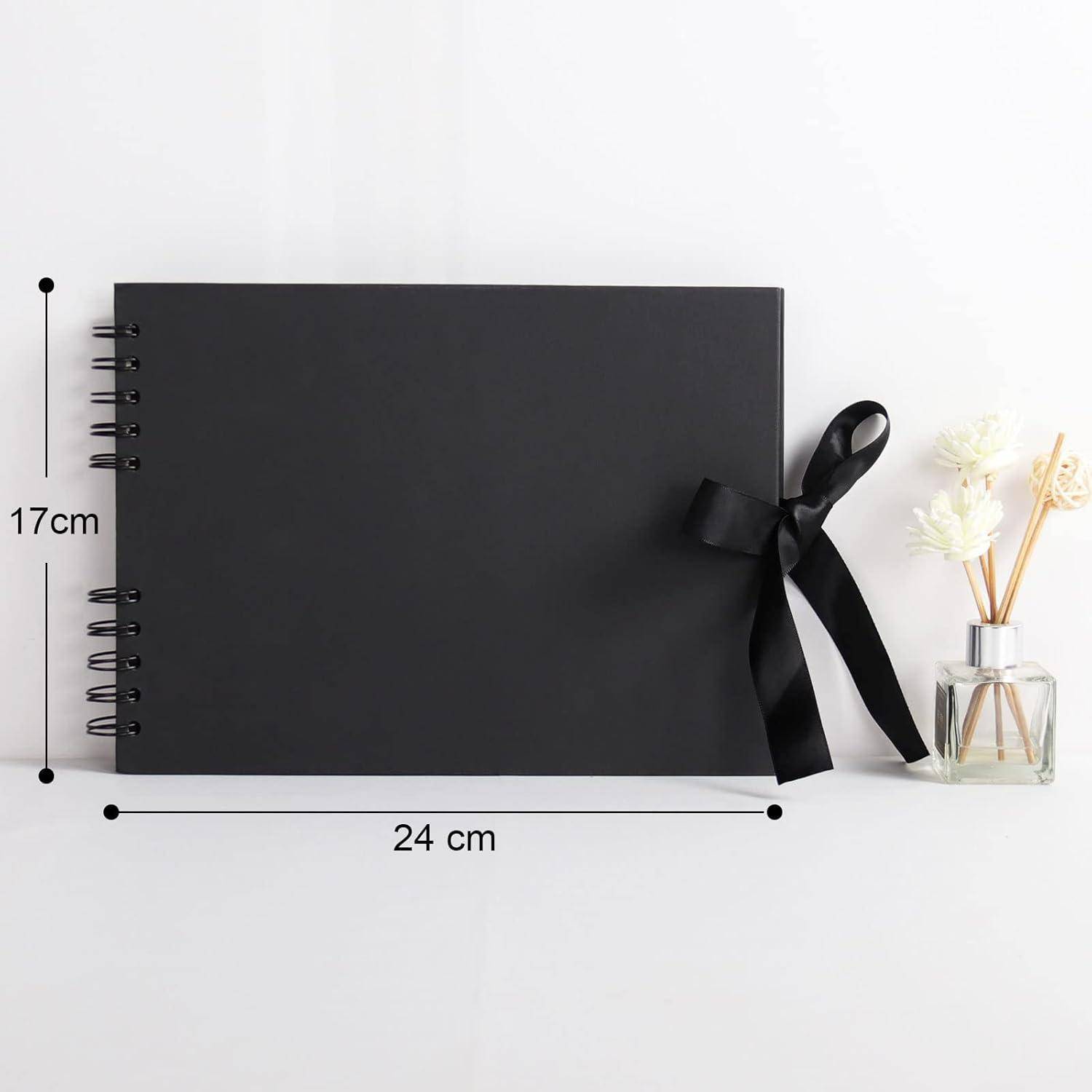 Fotoalbum DIY 40 Seiten Seidenband Bastelpapier 10x15 24x17 cm Schwarz