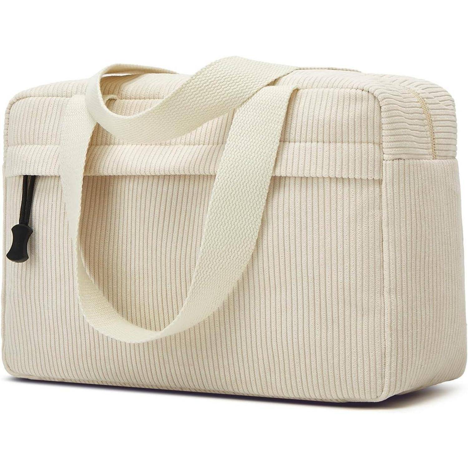 Kosmetiktasche Groß Cord Kulturtasche Damen Waschtasche Beige-2