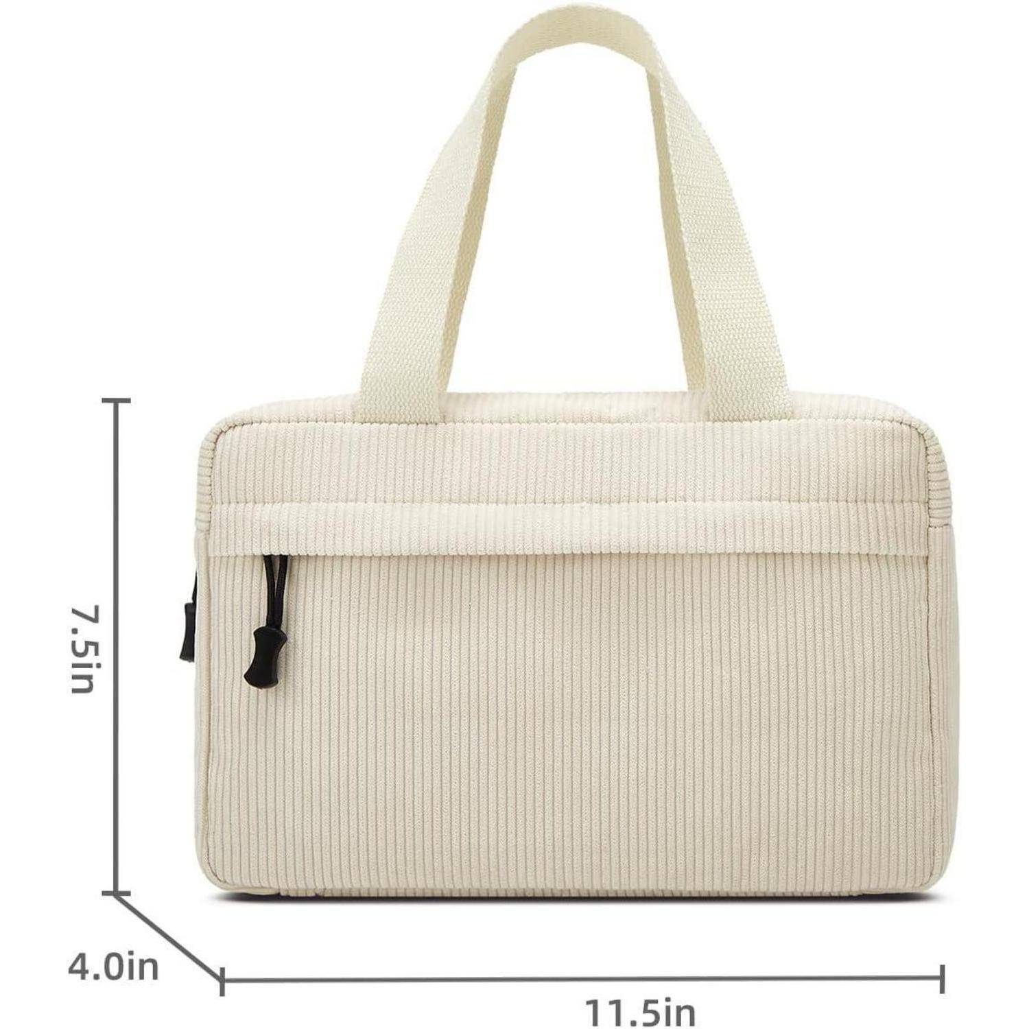 Kosmetiktasche Groß Cord Kulturtasche Damen Waschtasche Beige-2
