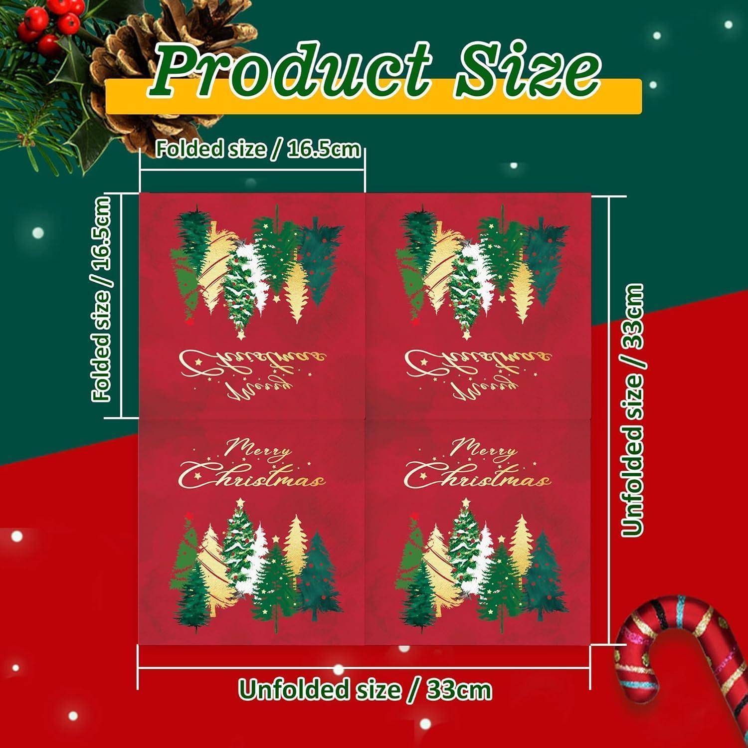 Servietten Weihnachtsservietten Rot Einweg 33x33cm 40 Stück