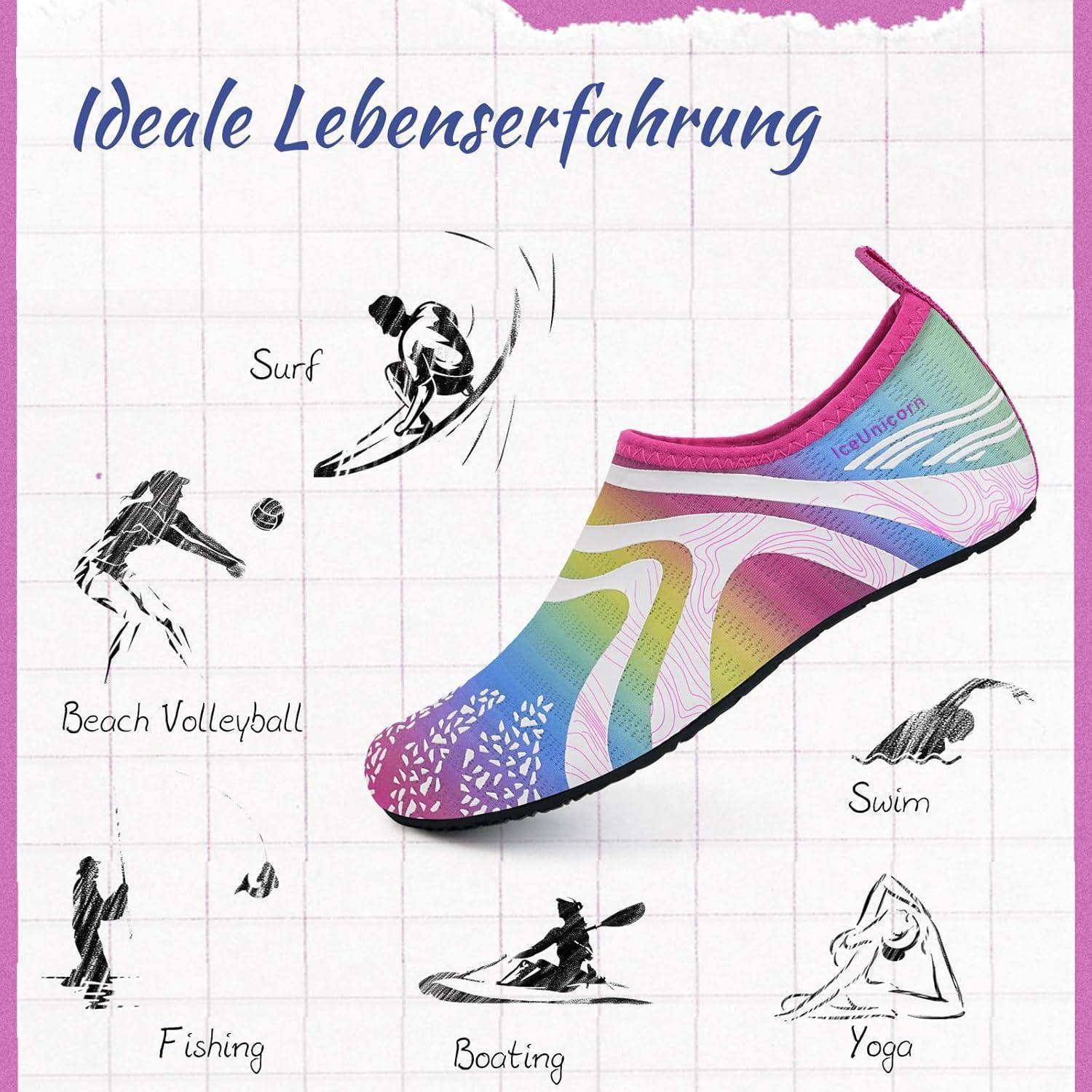 Badeschuhe Damen Herren Aquaschuhe Schwimmschuhe 42 43 EU 342rainbow
