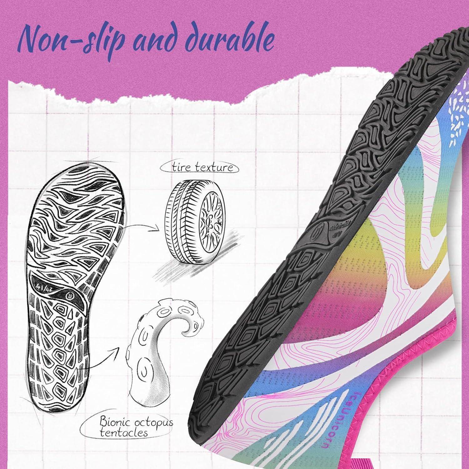 Badeschuhe Damen Herren Aquaschuhe Schwimmschuhe 42 43 EU 342rainbow