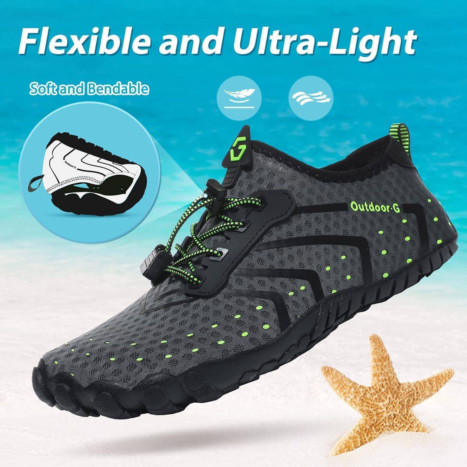 Wasserschuhe Badeschuhe Strandschuhe Unisex Drainagelöcher 42 EU Grau1