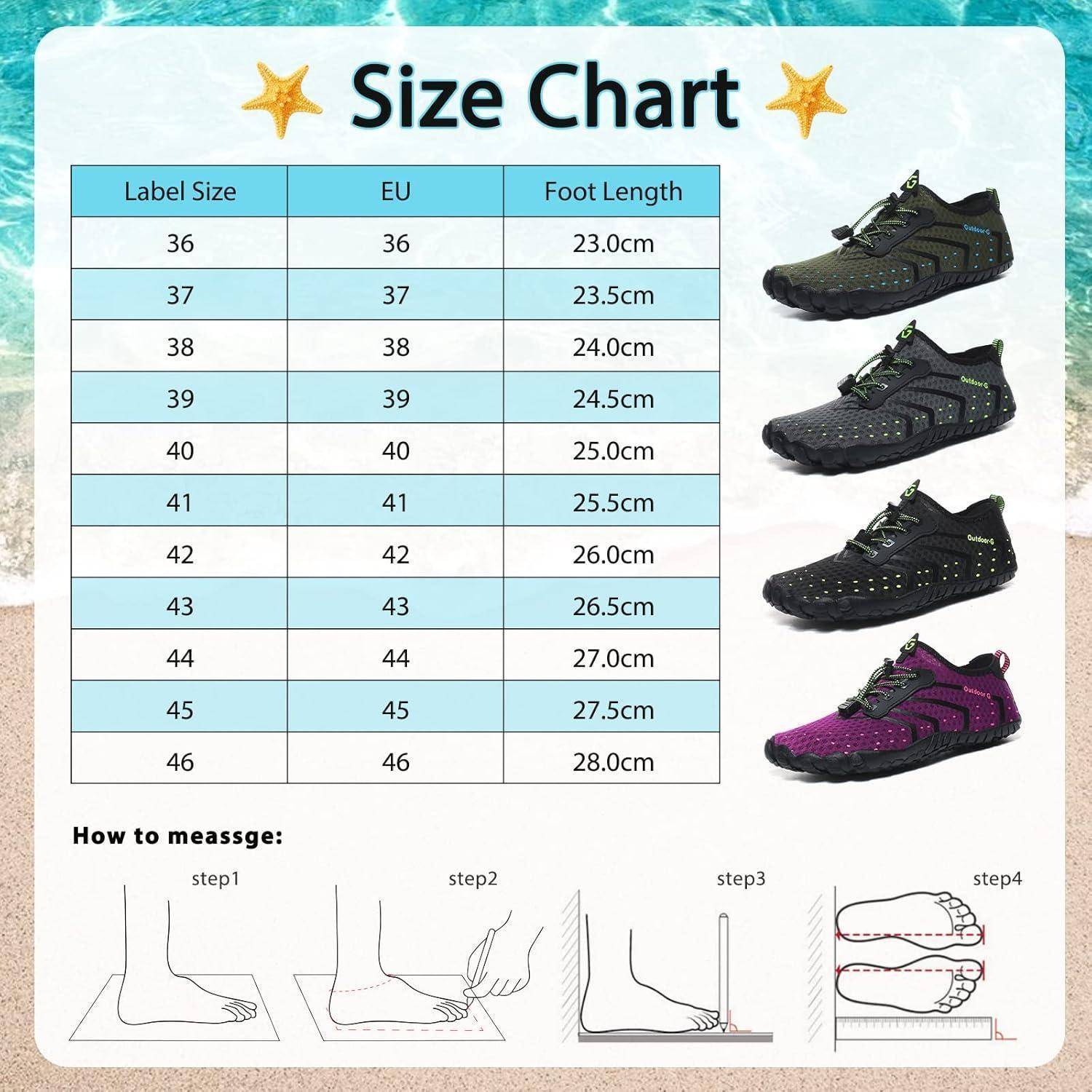 Wasserschuhe Badeschuhe Strandschuhe Unisex Drainagelöcher 42 EU Grau1