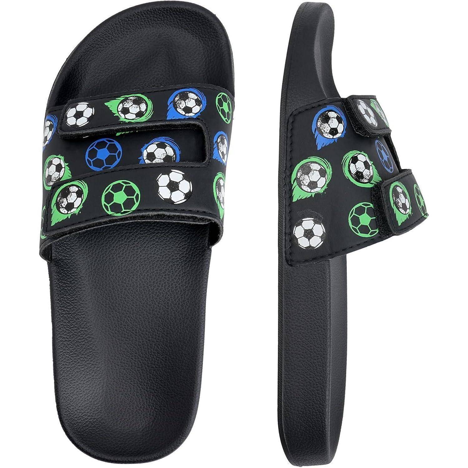 Badeschlappen Unisex Kinder Badesandalen Schwarzer Fußball 36 37 EU