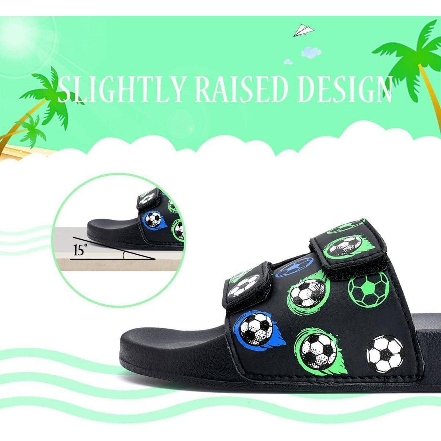 Badeschlappen Unisex Kinder Badesandalen Schwarzer Fußball 36 37 EU