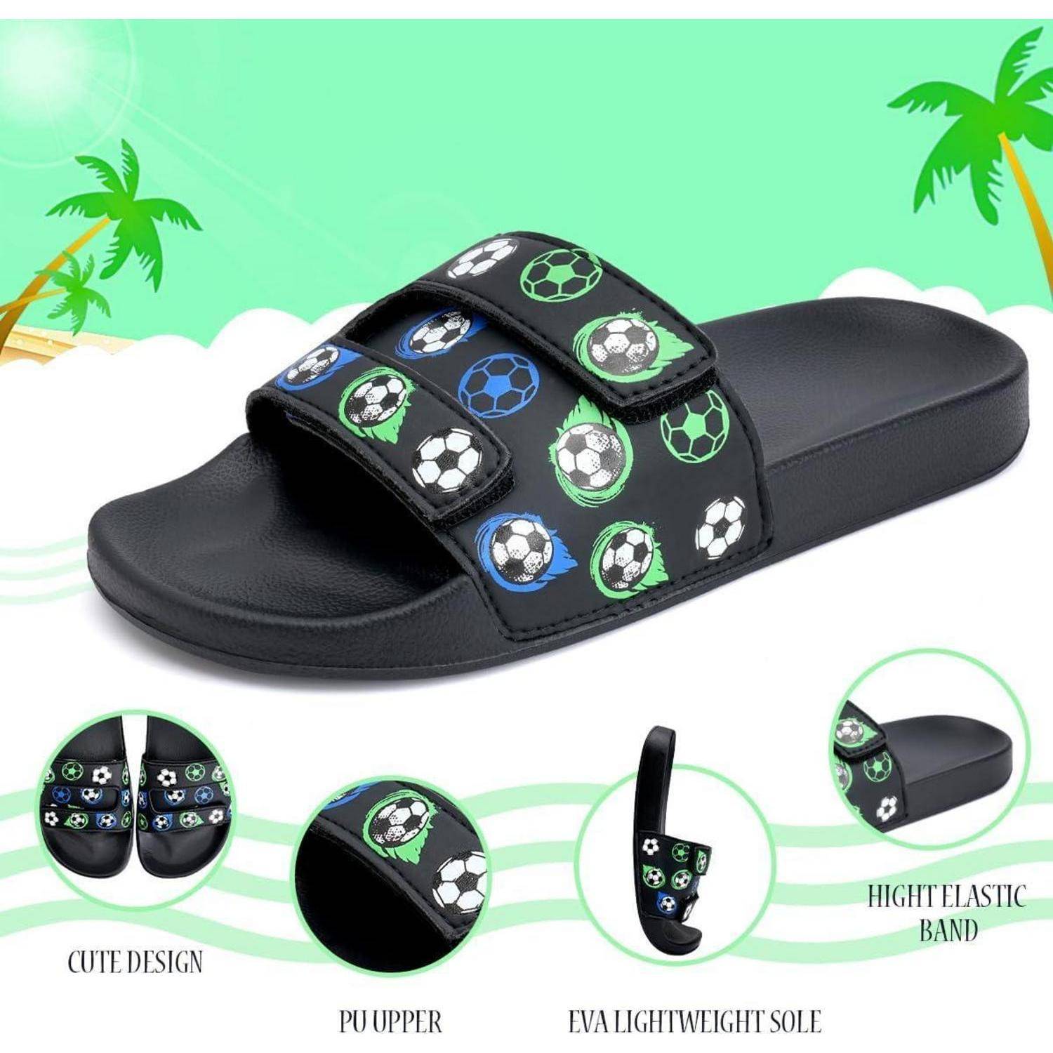 Badeschlappen Unisex Kinder Badesandalen Schwarzer Fußball 36 37 EU