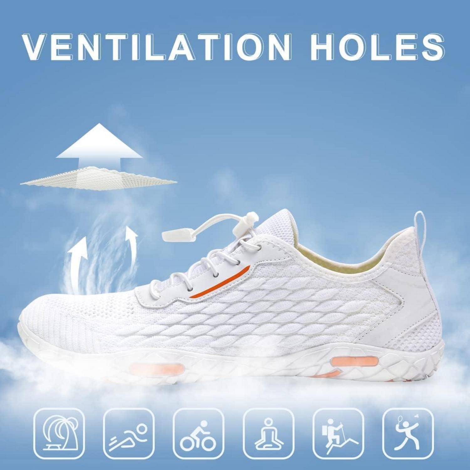 Wasserschuhe Unisex Rutschfest Atmungsaktiv 45 EU Fischschuppe Weiß