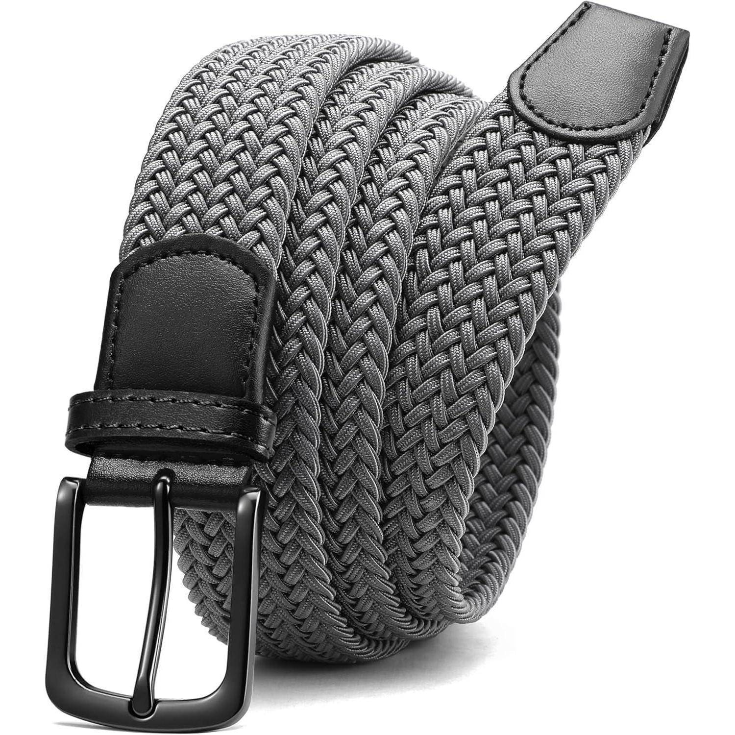 Gürtel Stretch Flecht 35mm Herren Grau 95-100cm Gesamtlänge 115cm