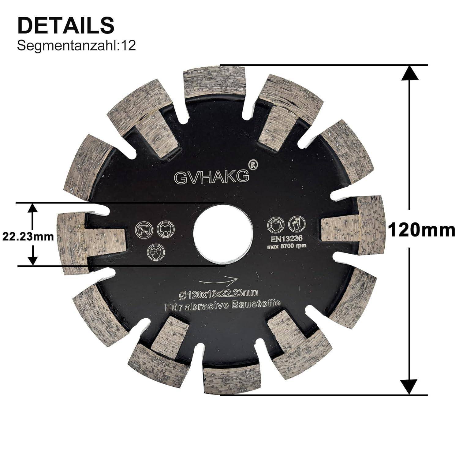 Diamantsägeblatt Schutzzähne Tuck Point 120x16x10x22,23mm Industriell