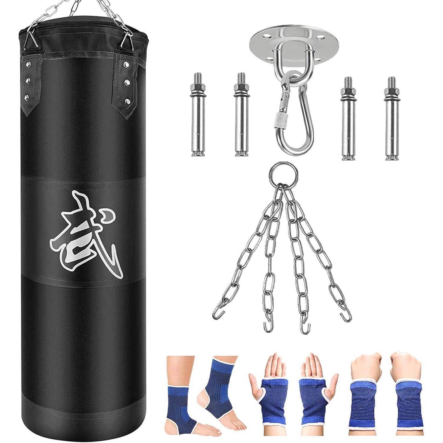 Boxsack Hängend MMA Kickbox Stahlkette Ohne Füllung Schwarz