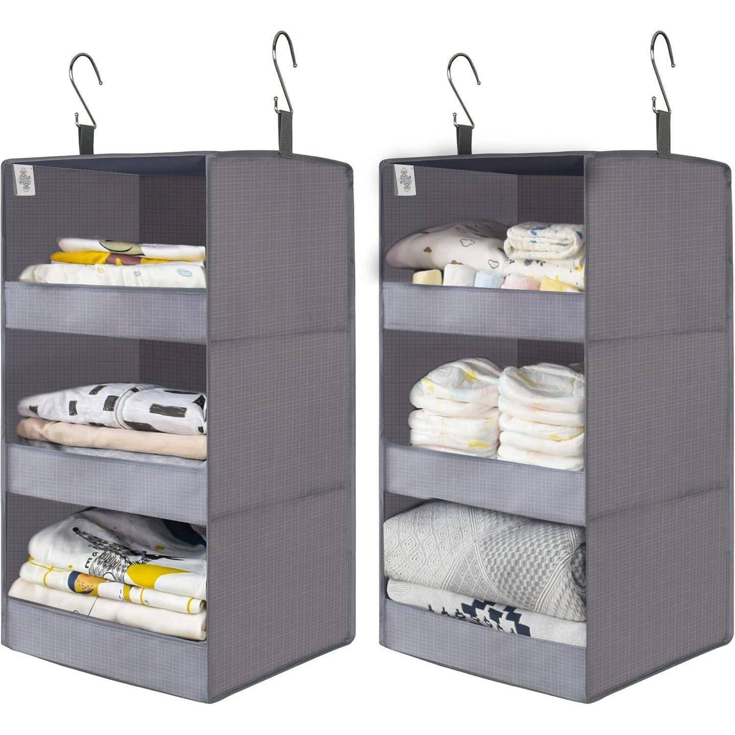Hängeorganizer Kleiderschrank 3 Fächer Stoff Hängeregal 2 Grau