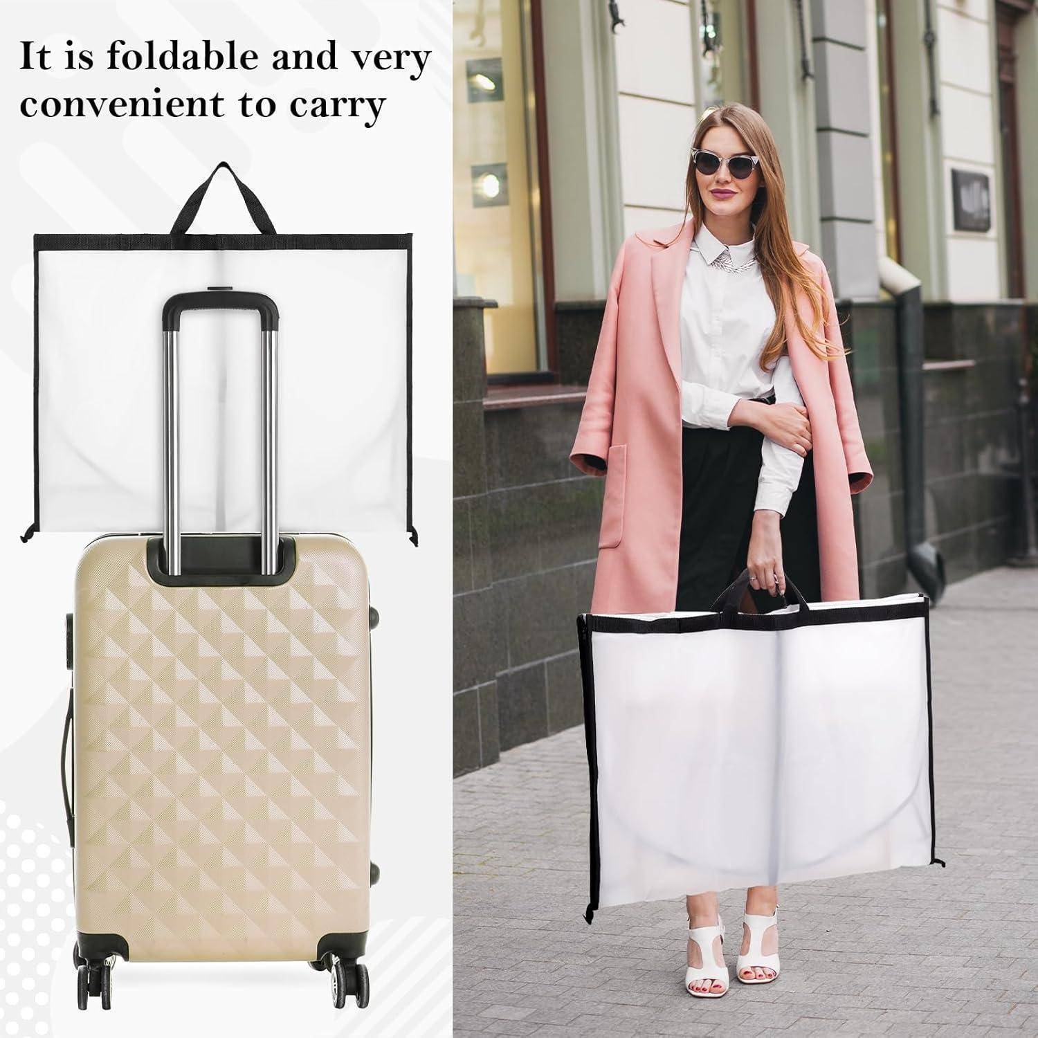 Kleidersack 180x60cm Lang Faltbar Staubdicht Griffe Weiß