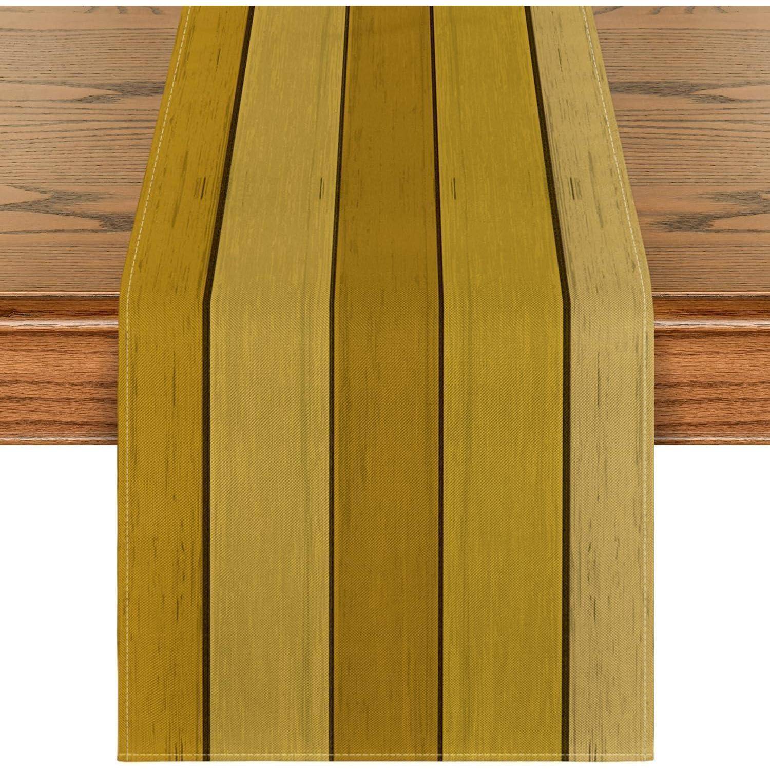 Tischläufer Planken Antik Rustikal Holz Küche Deko 40 x 180 cm Gelb
